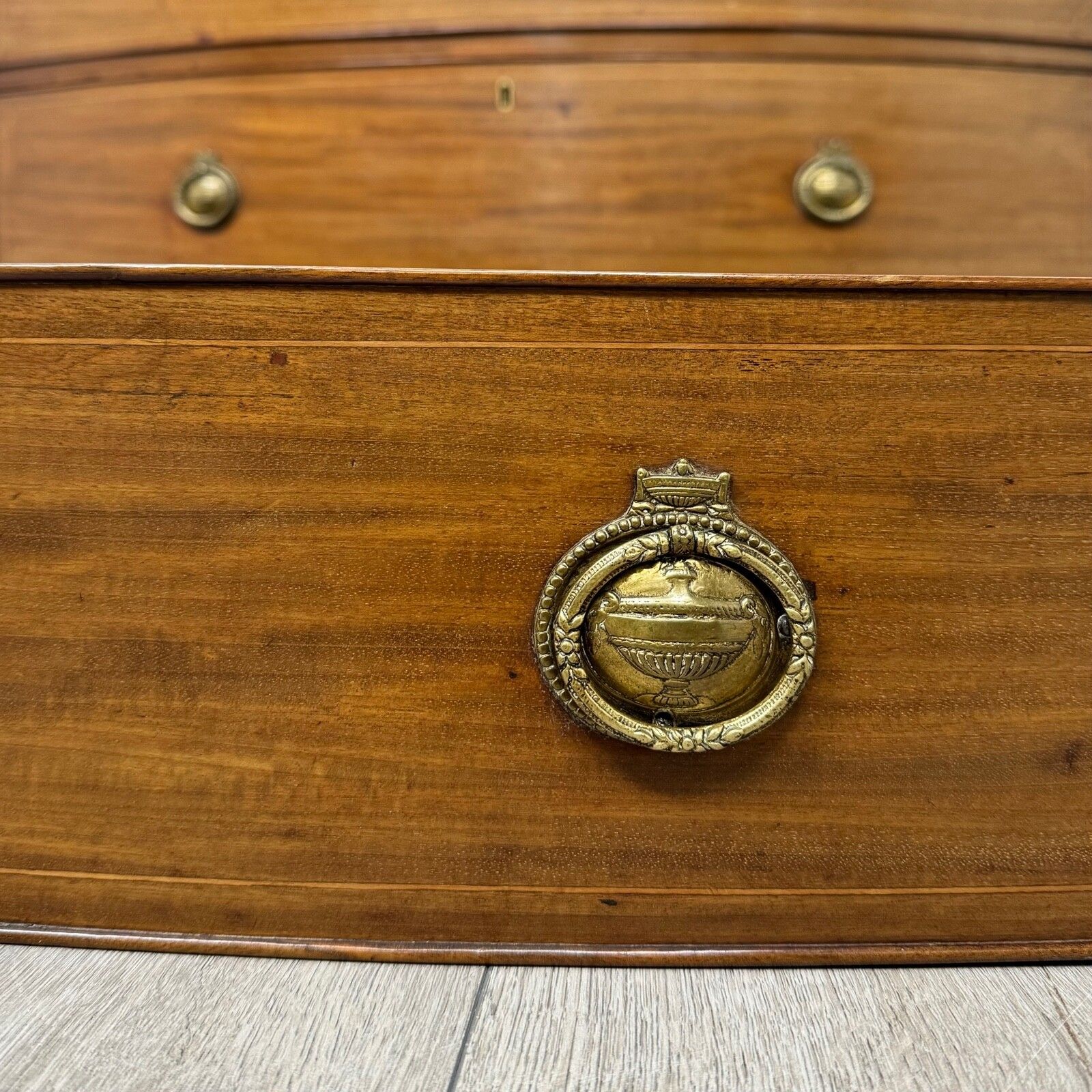 Furniture Antique 19th Century Bow Front Chest Of Drawers In Mahogany photo