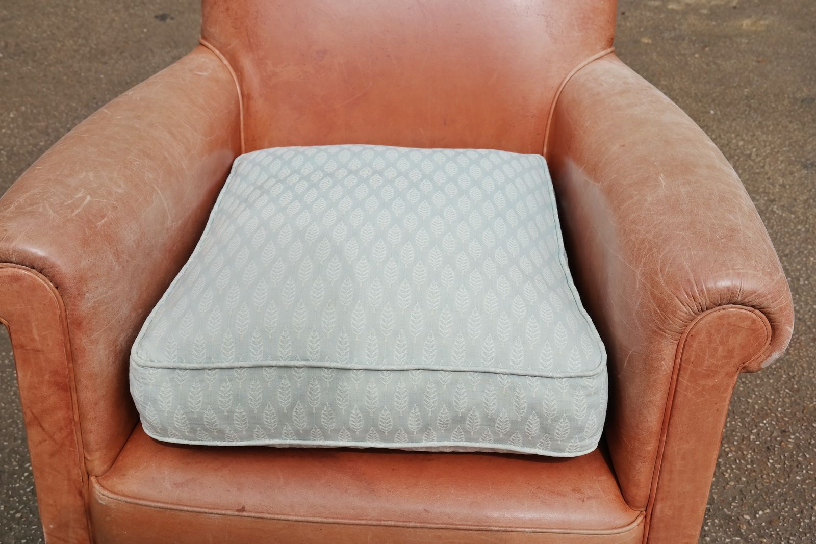 photo for sale Laura Ashley Burlington Leather Library Club Fireside Leather Armchair Tan