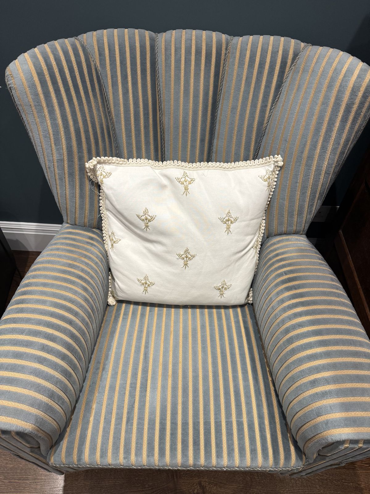 Armchair Used In Blue/White Striped. Beautiful Condition. photo buy