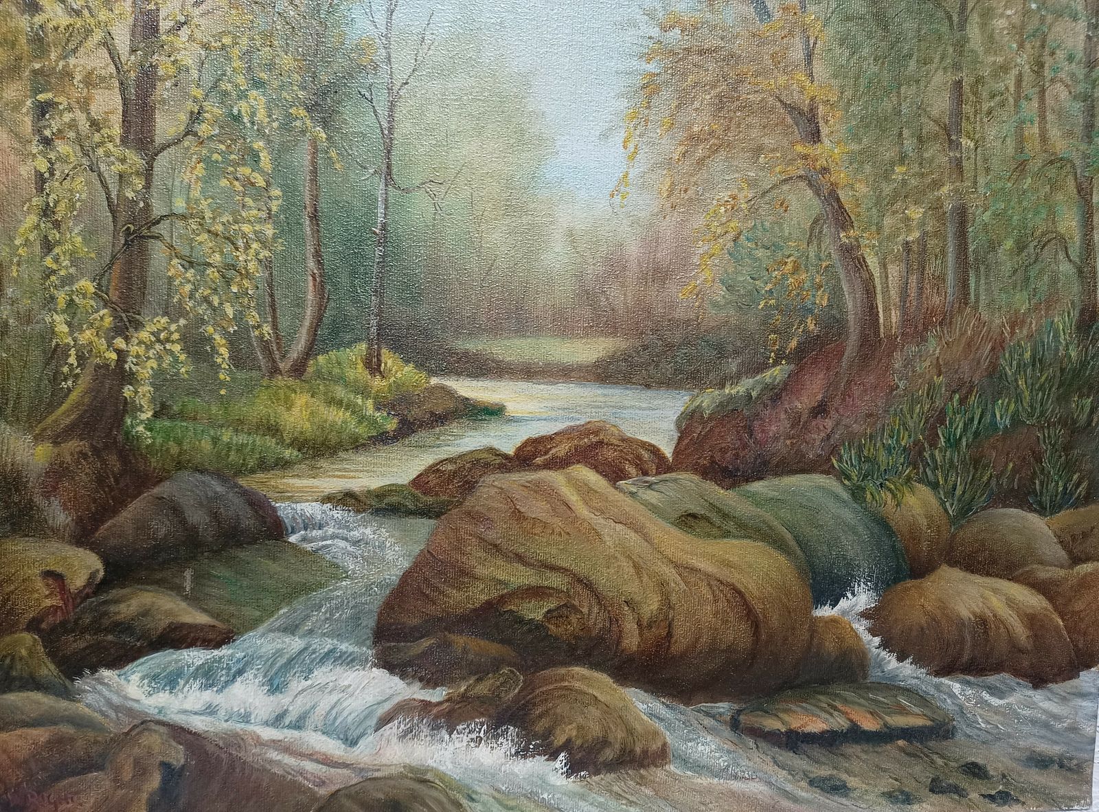 Original Oil Painting River Tavy Dartmoor Devon On Stretched Cotton Canvas Unframed Artist Signed. photo 80.0