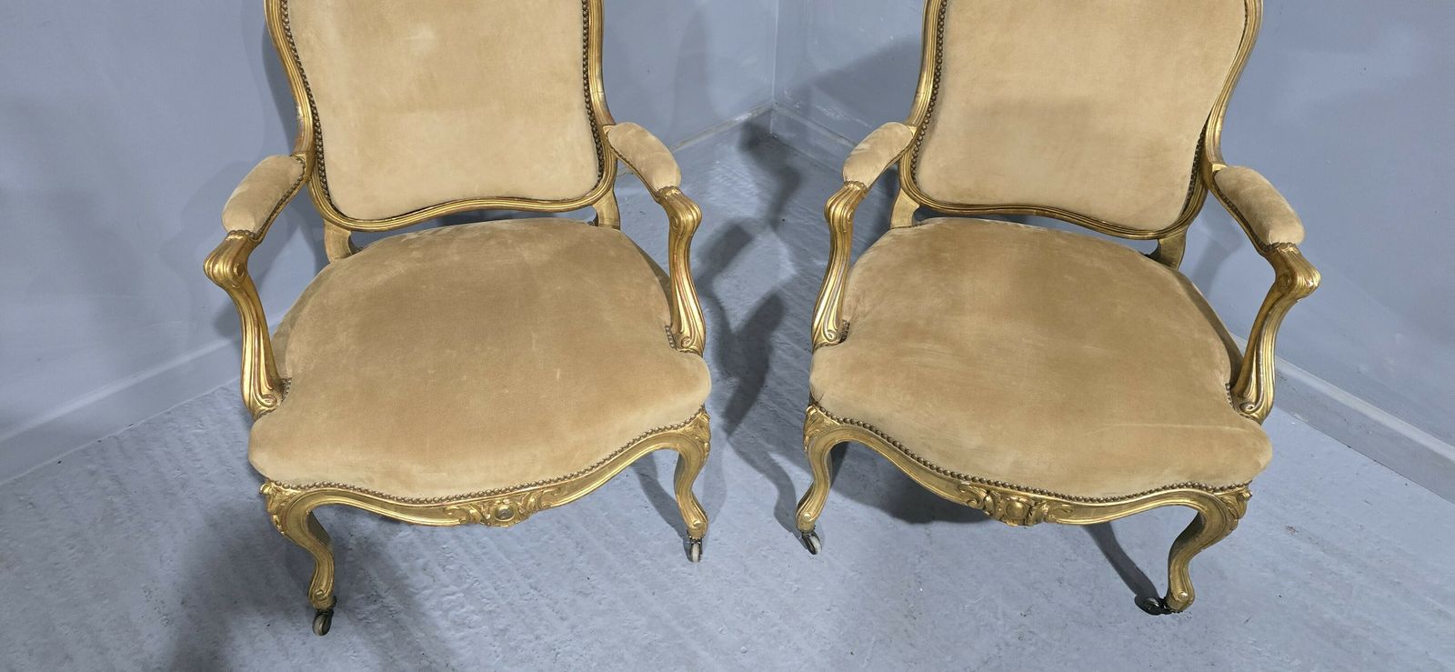 Pair French Gilt Bergere Armchairs photo furniture
