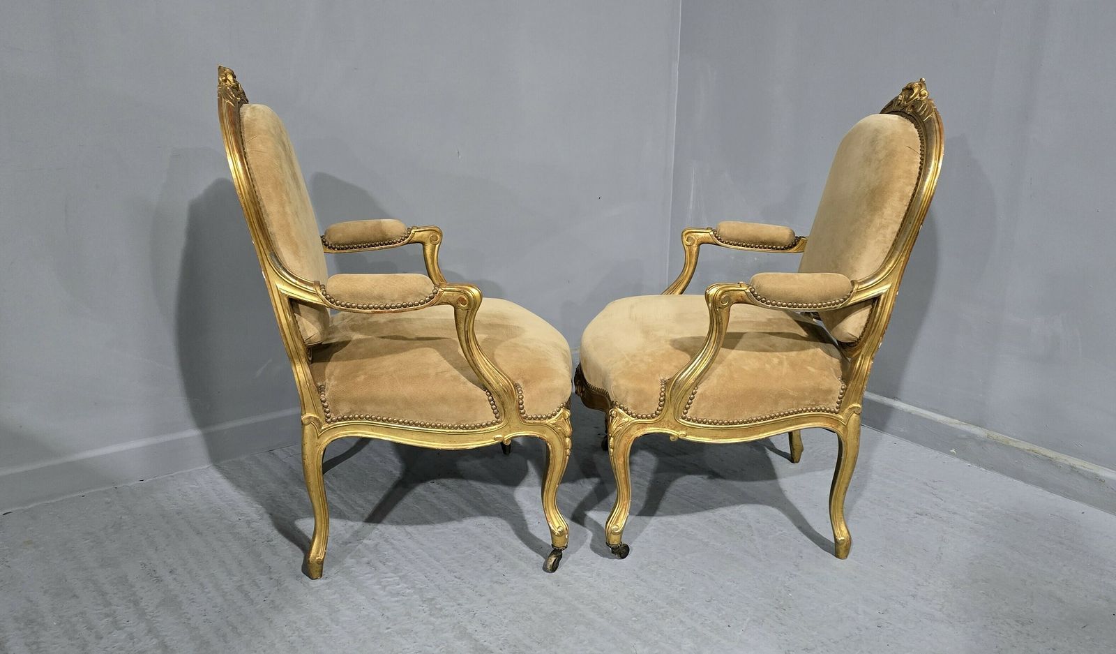 Pair French Gilt Bergere Armchairs photo 1395.0