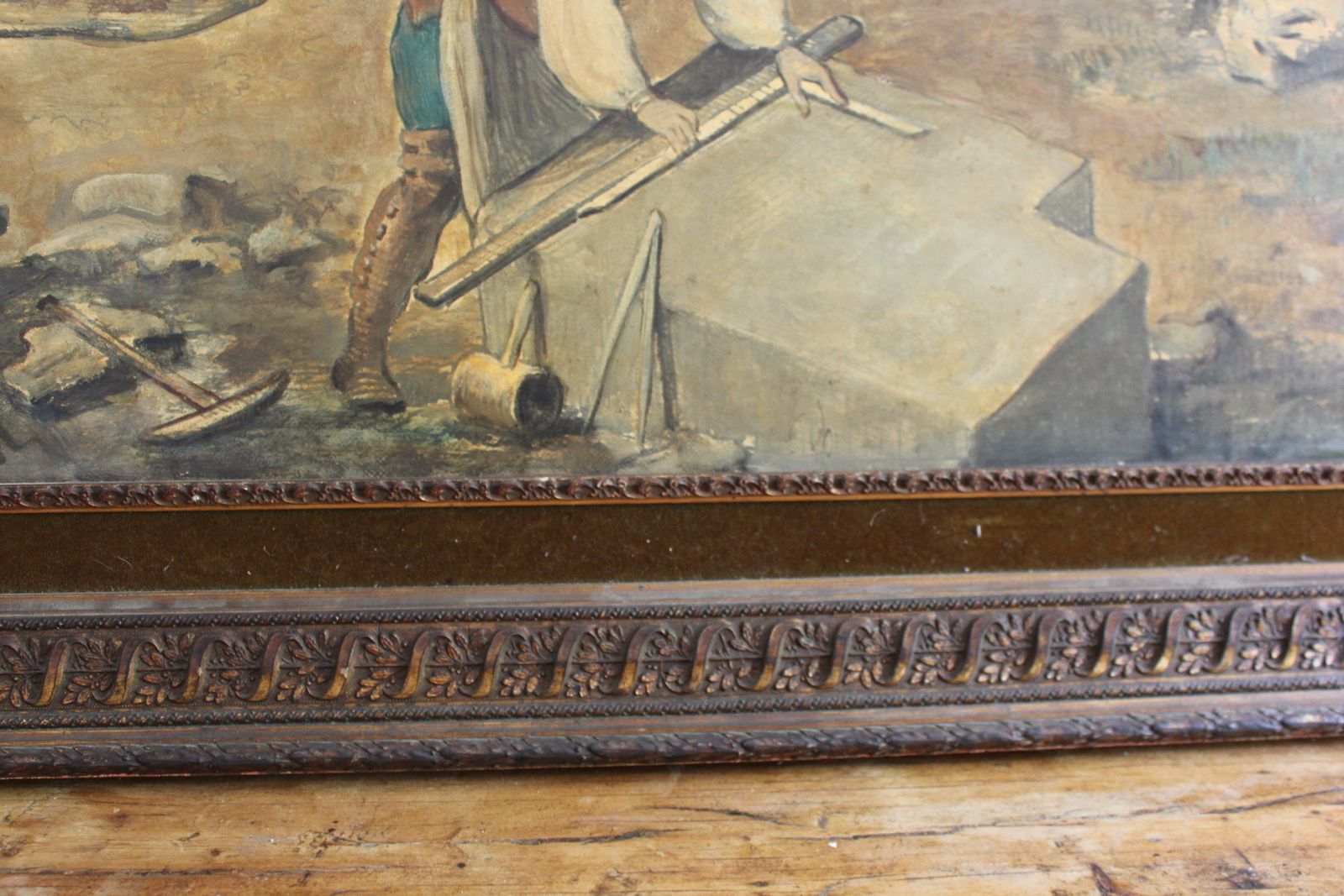 Abbé Prévost The Stonemasons At Work Oil On Paper photo Art