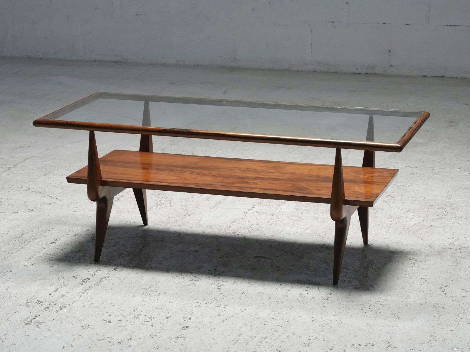 Coffee Table By Giuseppe Scapinelli In Caviuna And Glass, Brazil, 1950's photo 5130.0