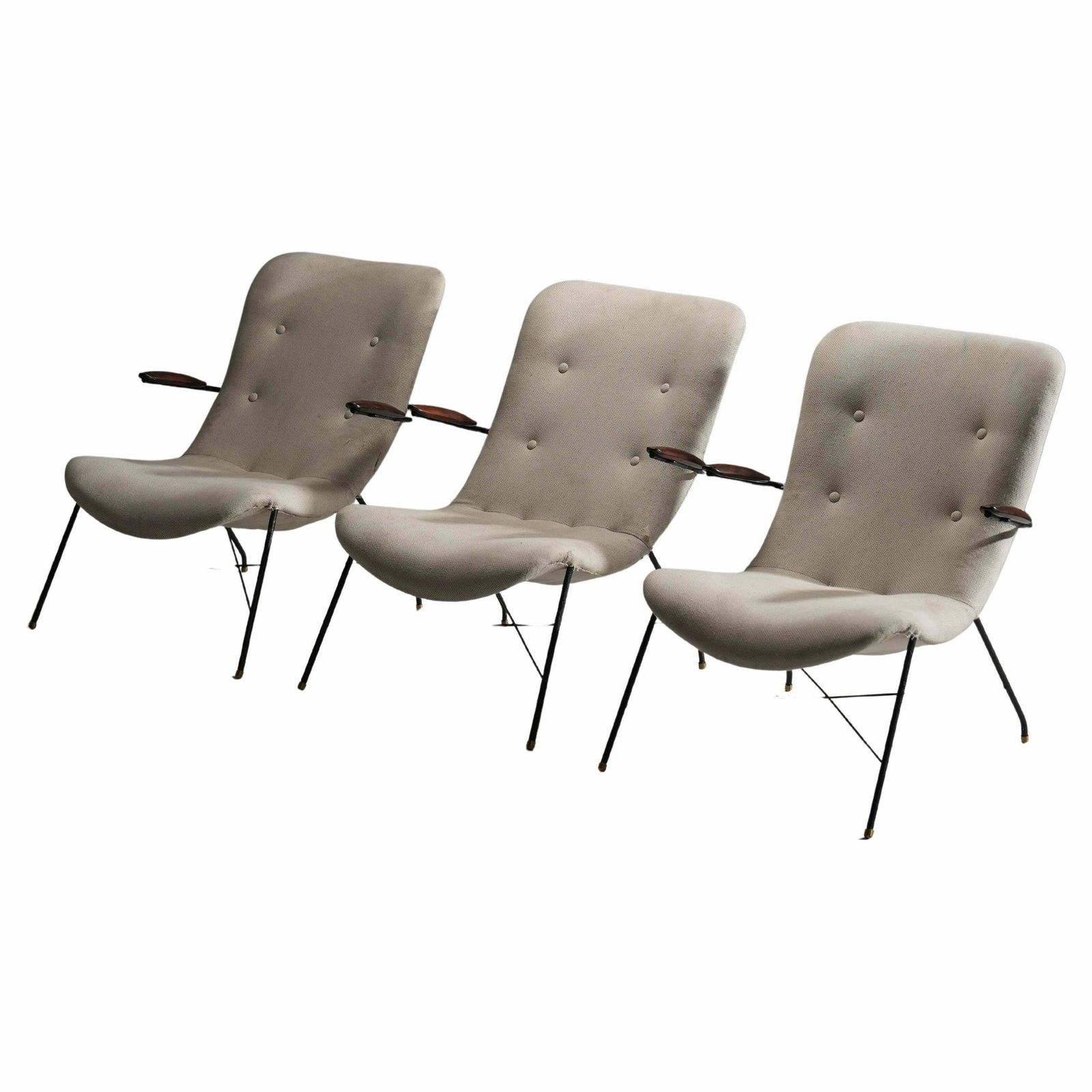 Set Van 3 Loungestoelen Van Eisler En Hauner In Hout En Staal, Brazilië, Jaren 1960
