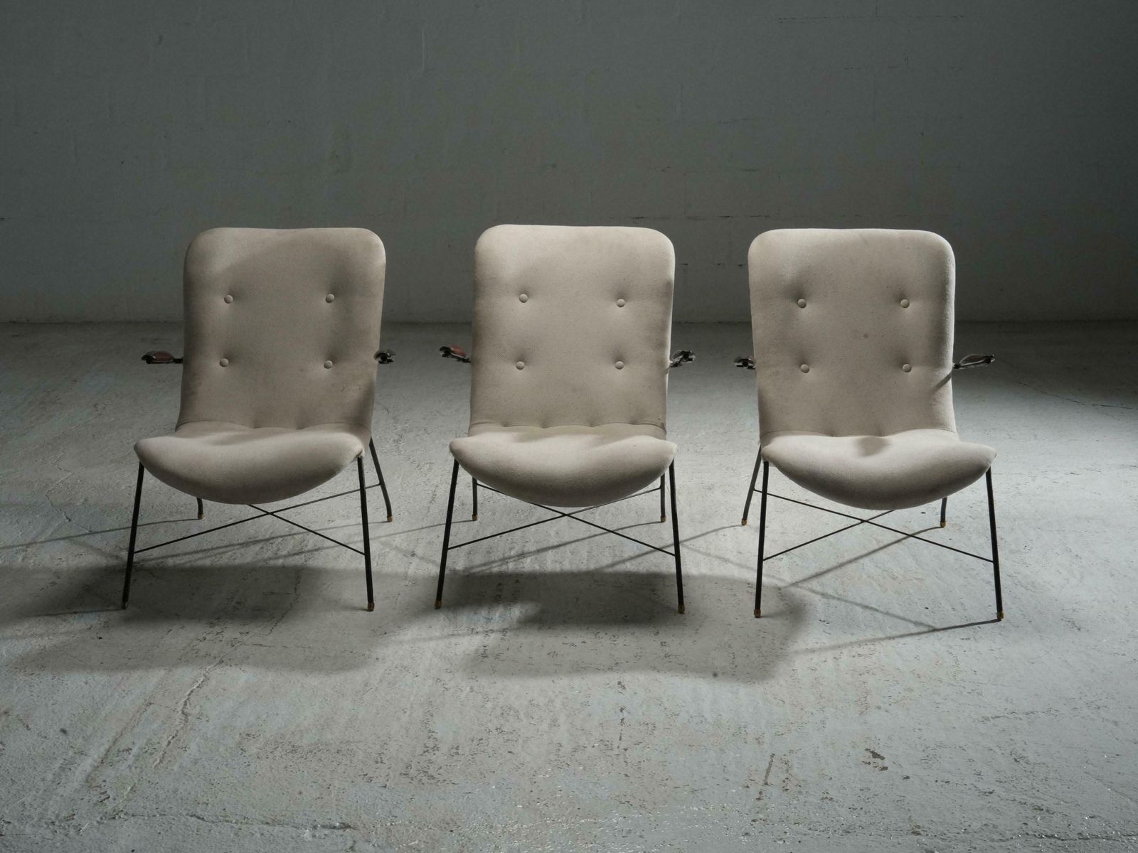 Set Of 3 Lounge Chairs By Eisler And Hauner In Wood And Steel,  Brazil, 1960's photo 9214.0