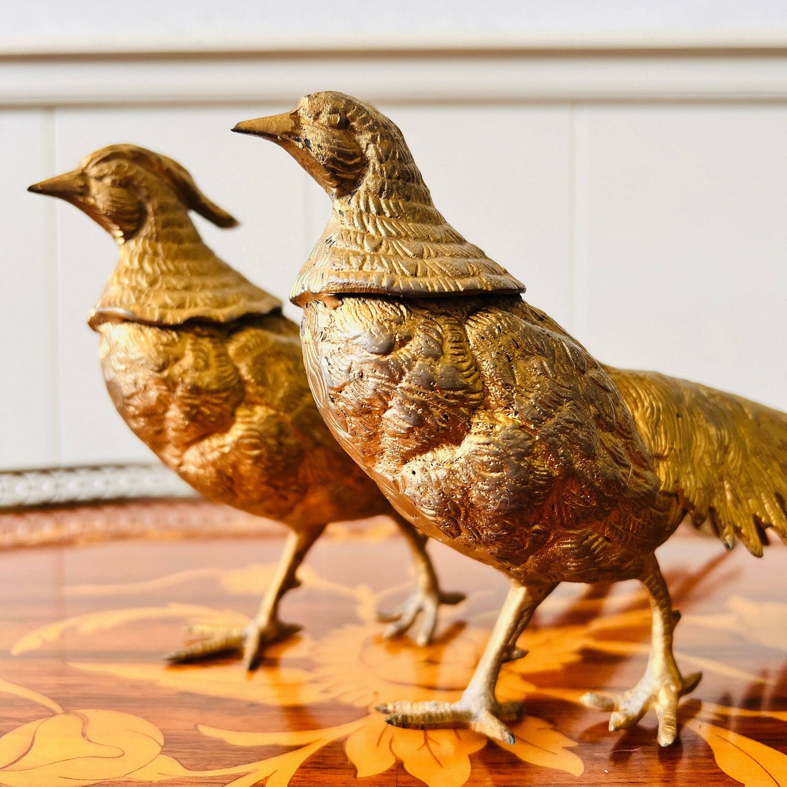 Vintage Paar Bronzen Fazanten // Tafelstuk // Set Van Twee Vogelbeeldjes // Tafeldecoratie photo buy