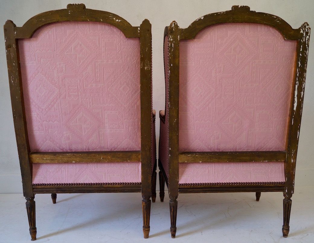 Pair Of 19th Century French Antique Louis XVI Bergere Armchairs photo Furniture