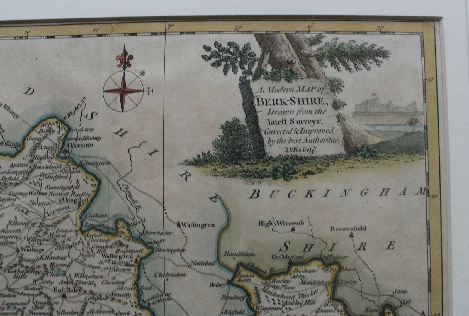Antique County Map Of Berkshire By John Ellis 1765 photo furniture