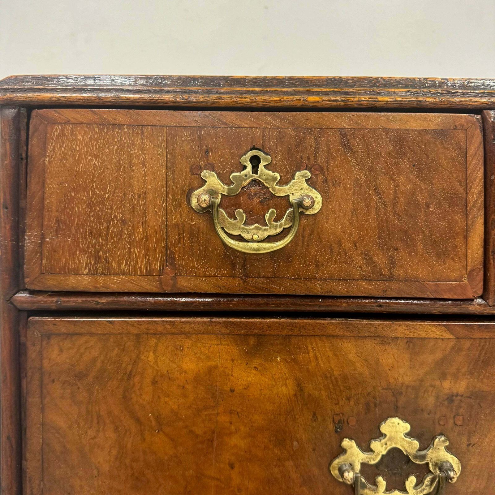 Antique 18th Century Oak And Walnut Chest Of Drawers photo vintage