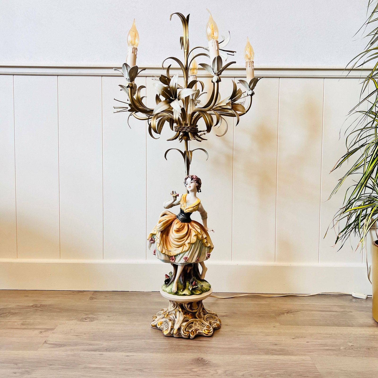 Vintage Handgemaakt Hoog Kandelaber Torchère Lamp photo furniture