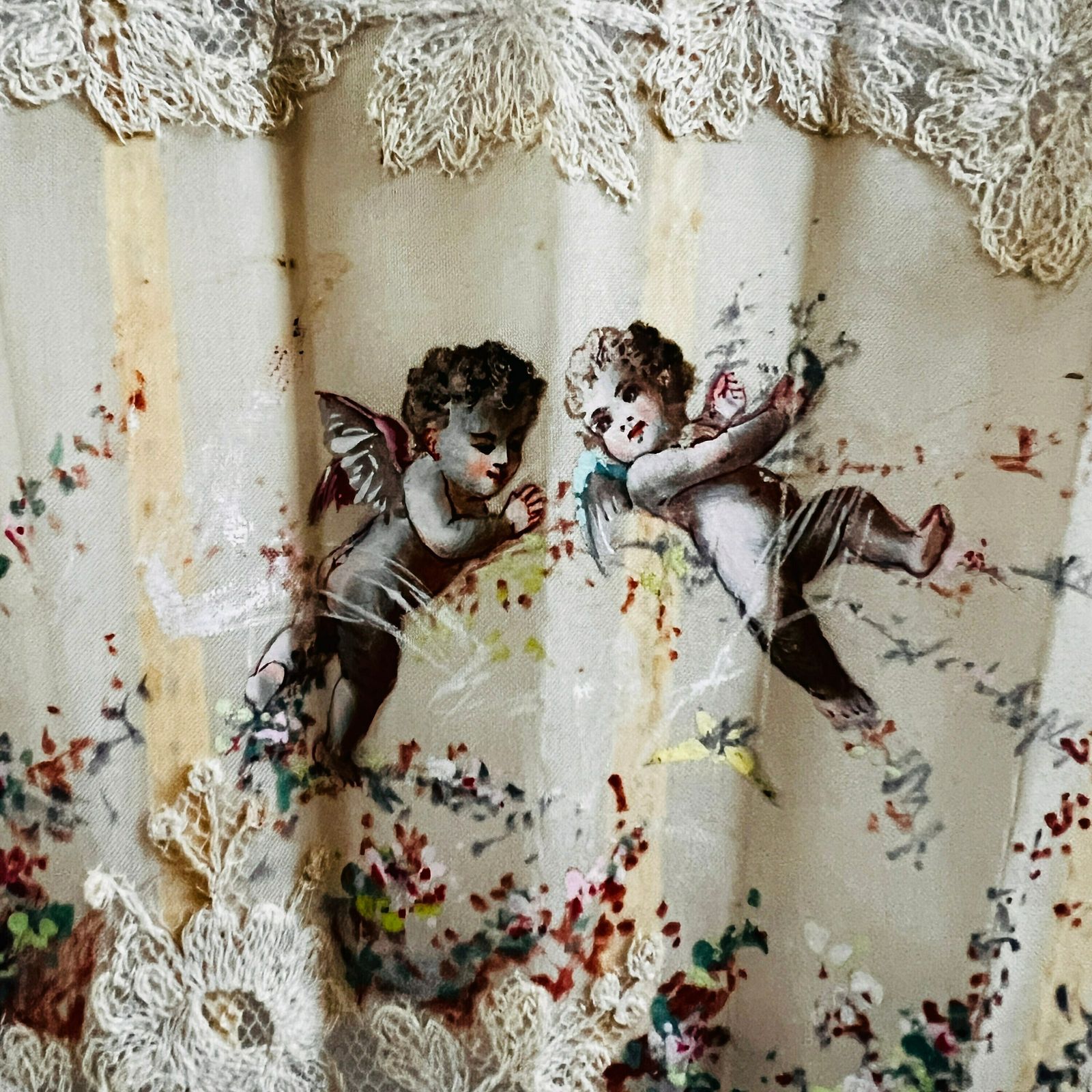 Rare 19th Century Faucon Paris France Hand Painted Fan With Cherubs   Antique Treasure photo Art