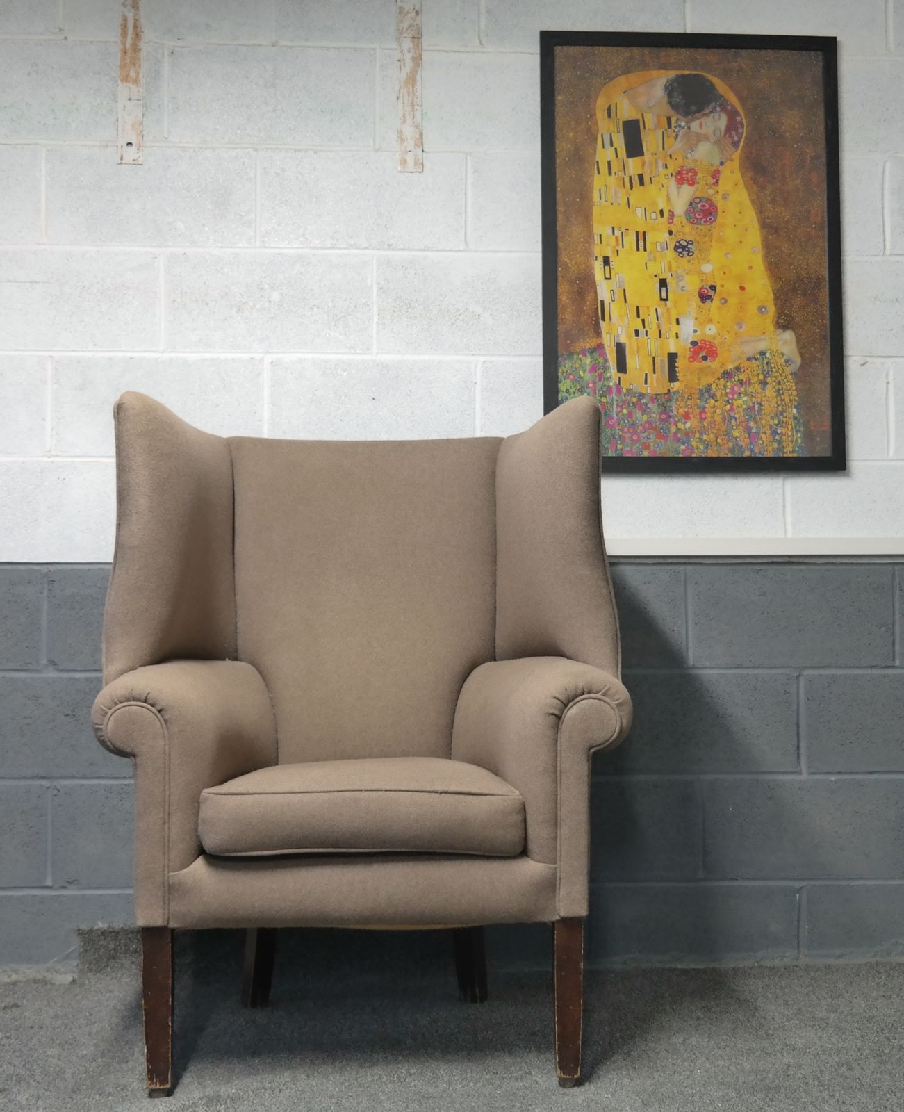 Stunning George III Wing Back Library Club Fireside Armchair   Sand photo vinterior