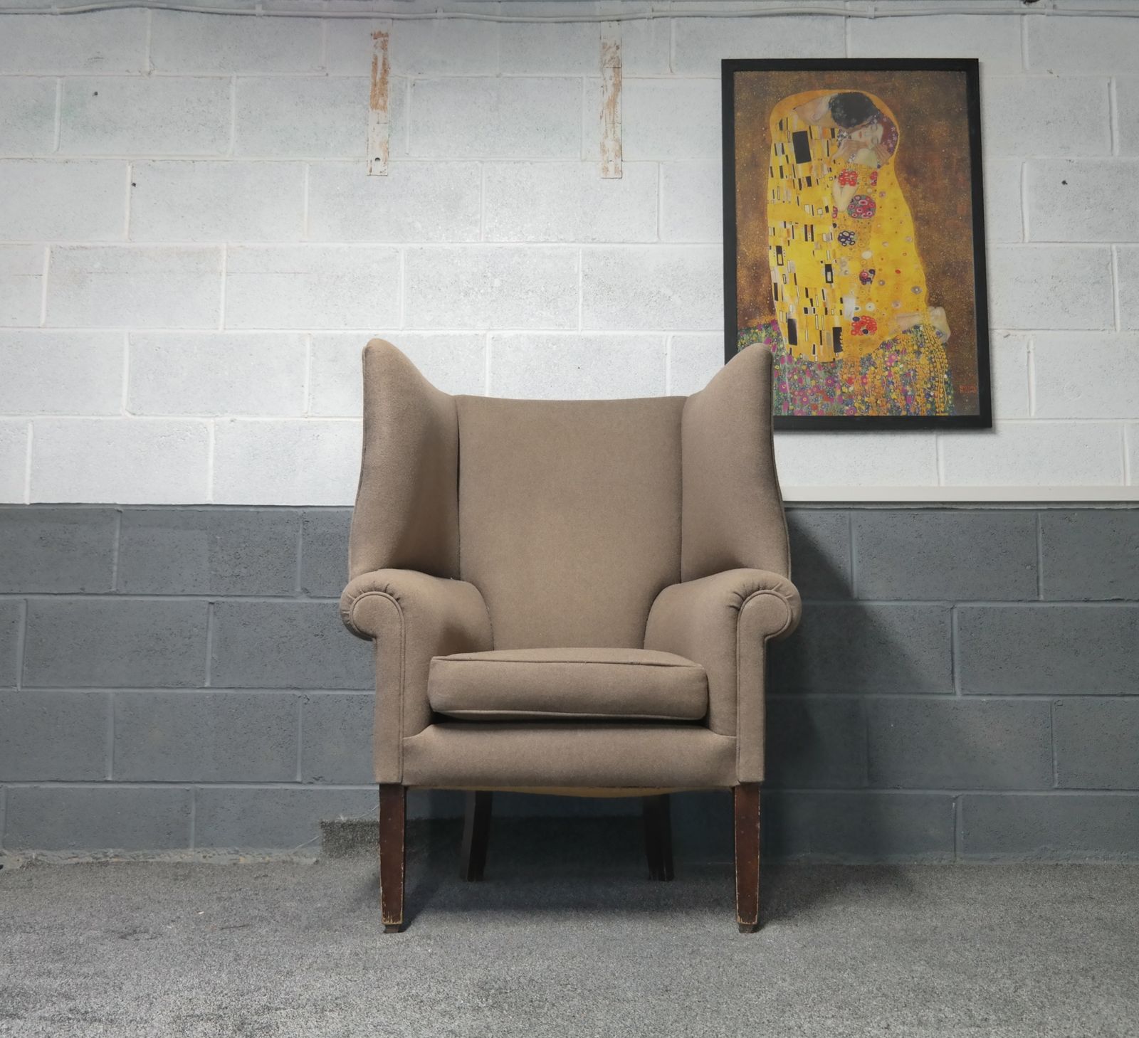 photo furniture Stunning George III Wing Back Library Club Fireside Armchair   Sand