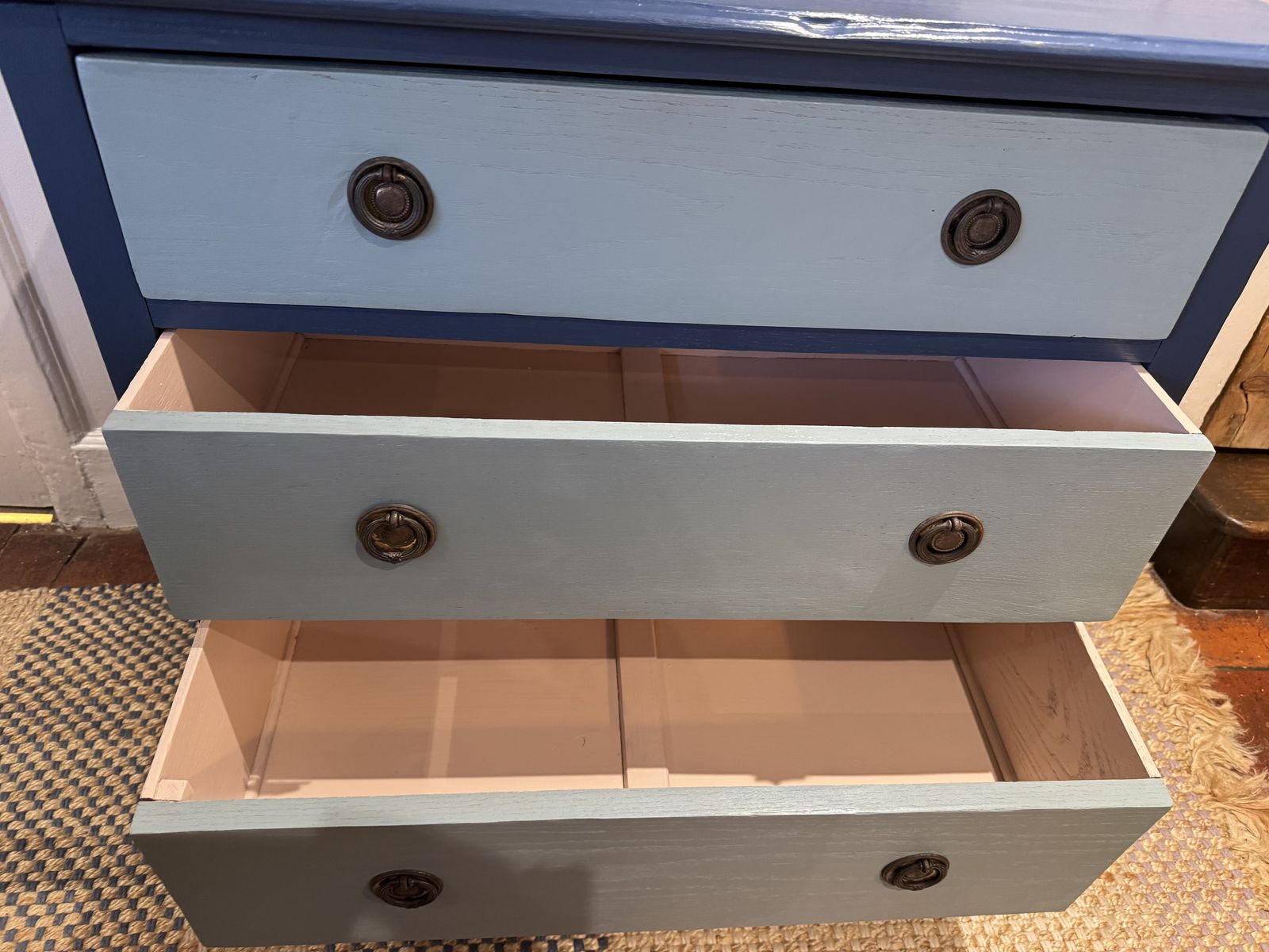 photo furniture Three Drawer Chest Painted In Farrow & Ball Blues