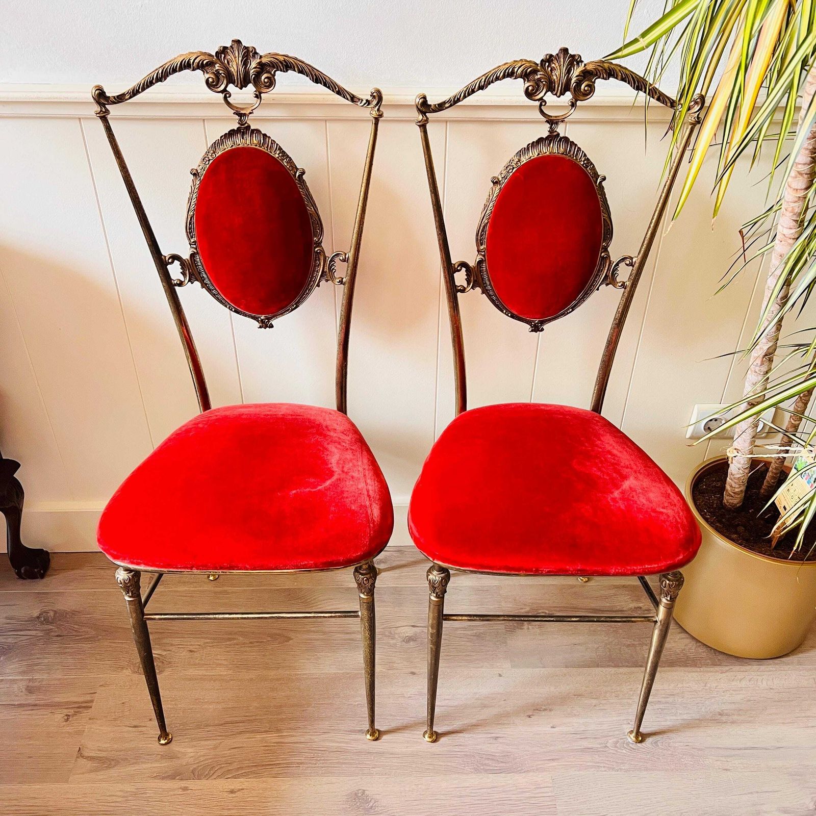 Remarkable Pair Of Brass Chairs, Italian Home Furniture, Interior Design photo for sale