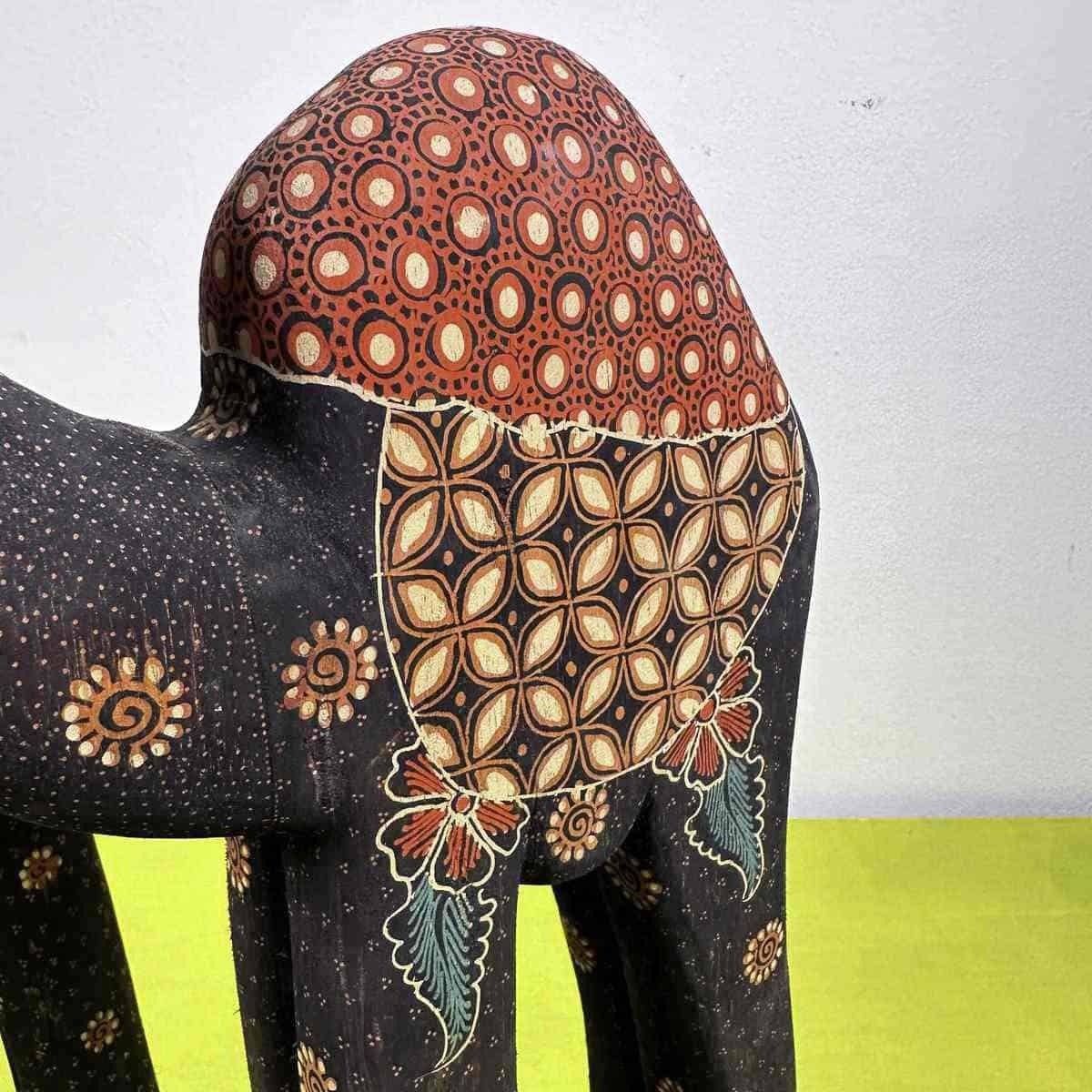Pair Of Ethnic Wooden Statues, Camels photo vintage