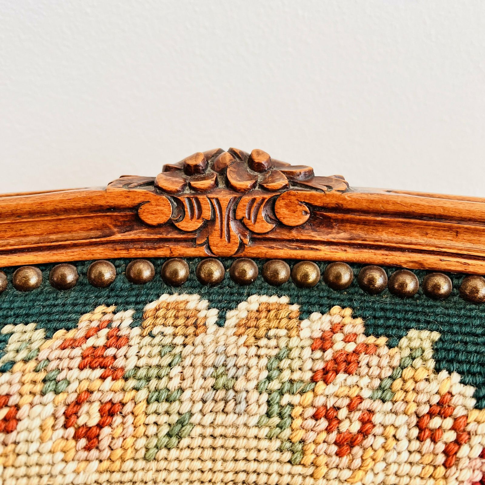 Vintage French Tapestry Armchair With Roses photo for sale