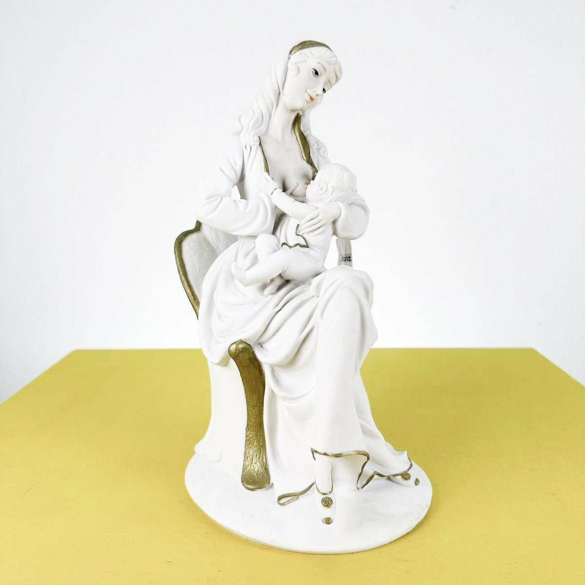 Ceramic Statue Sculpture Valentino Collection, Woman With Child