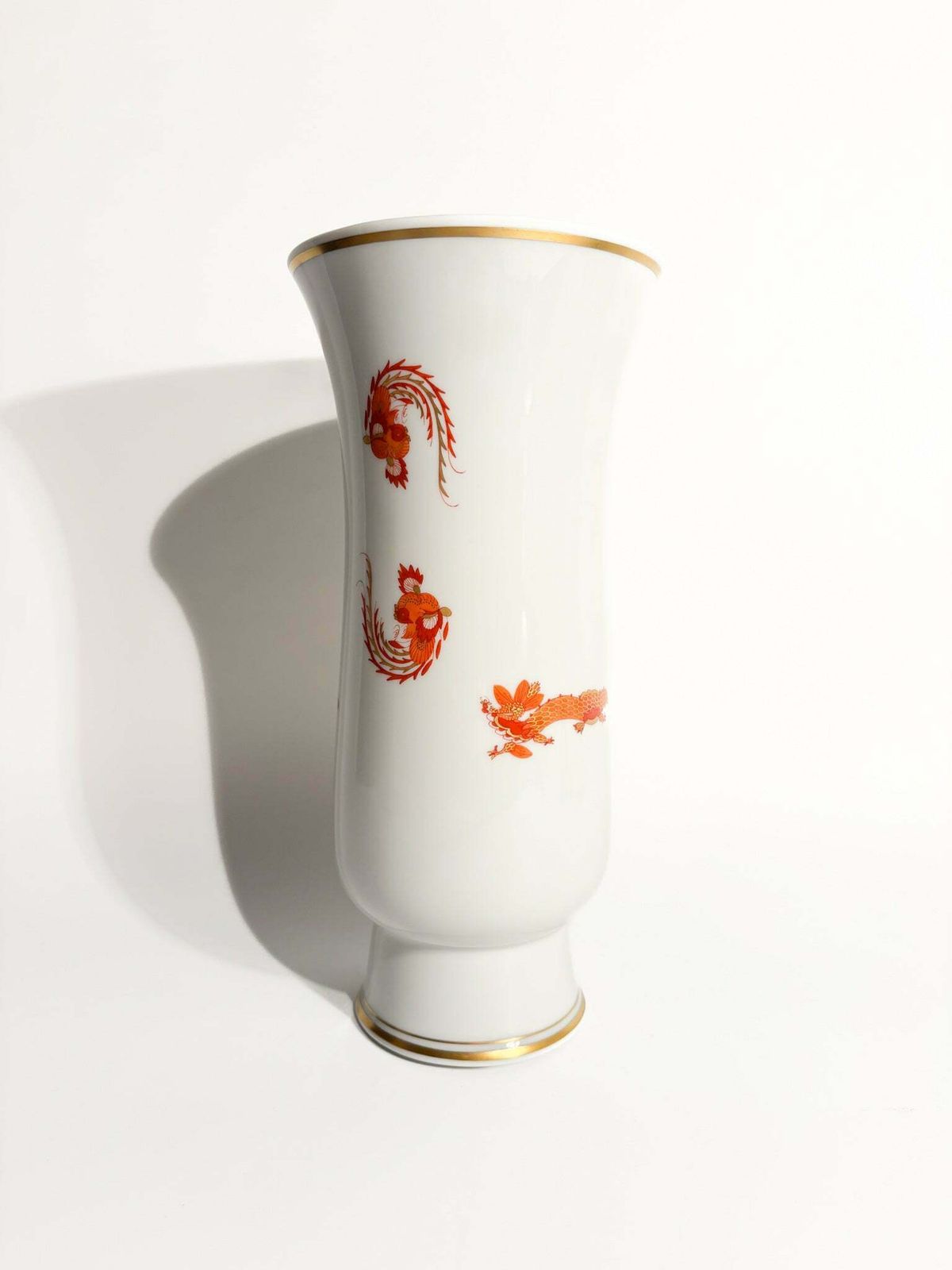 Meissen Red Court Dragon Porcelain Vase From The 1950s