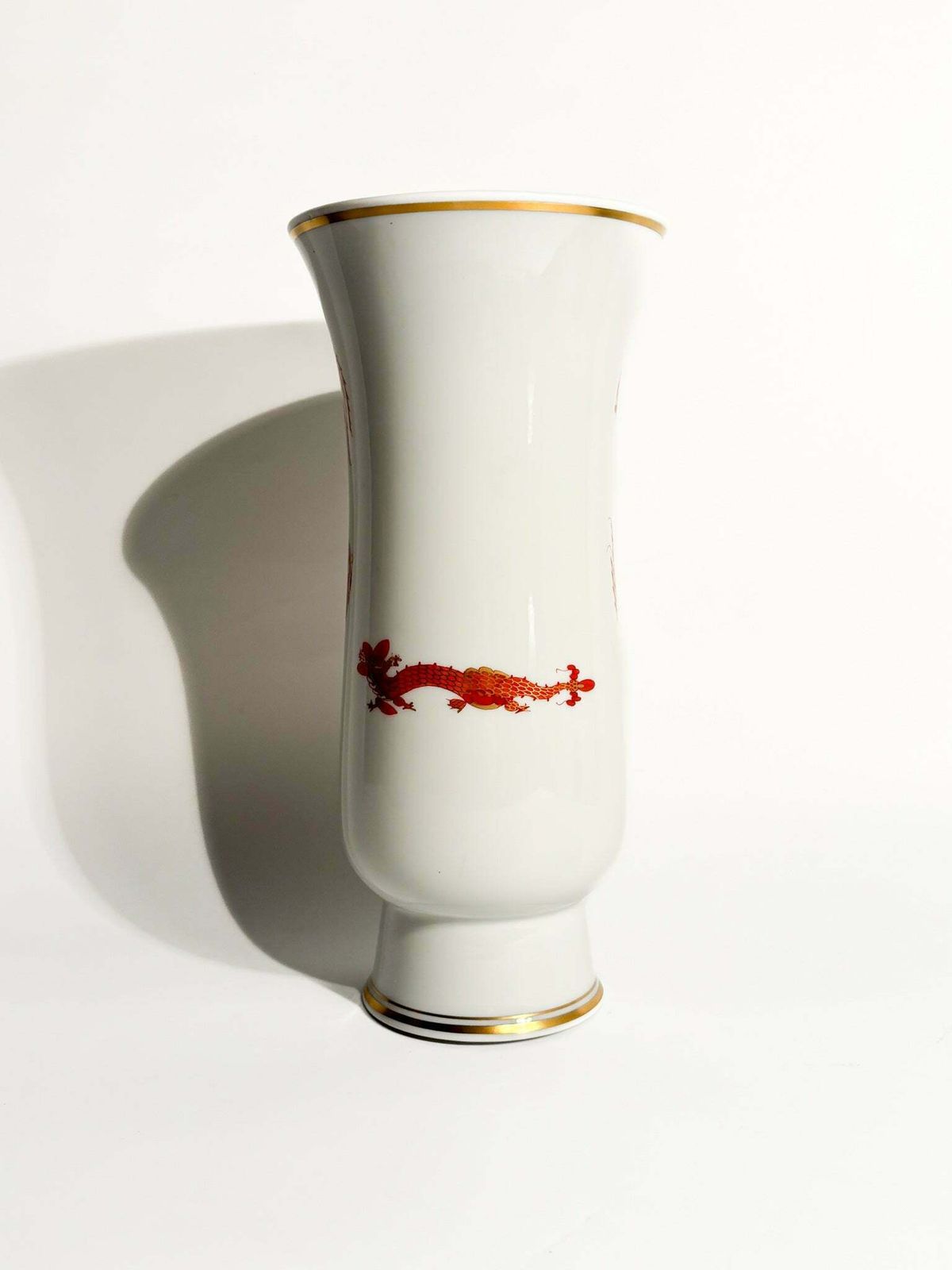 Meissen Red Court Dragon Porcelain Vase From The 1950s photo for sale