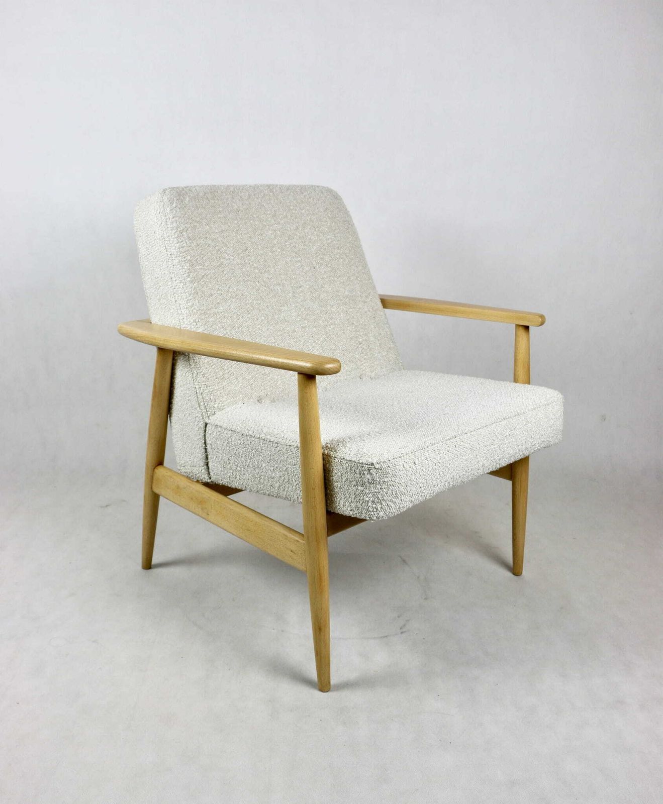 Classic Armchair Gfm63 Designed By Kedziorek Ivory Boucle