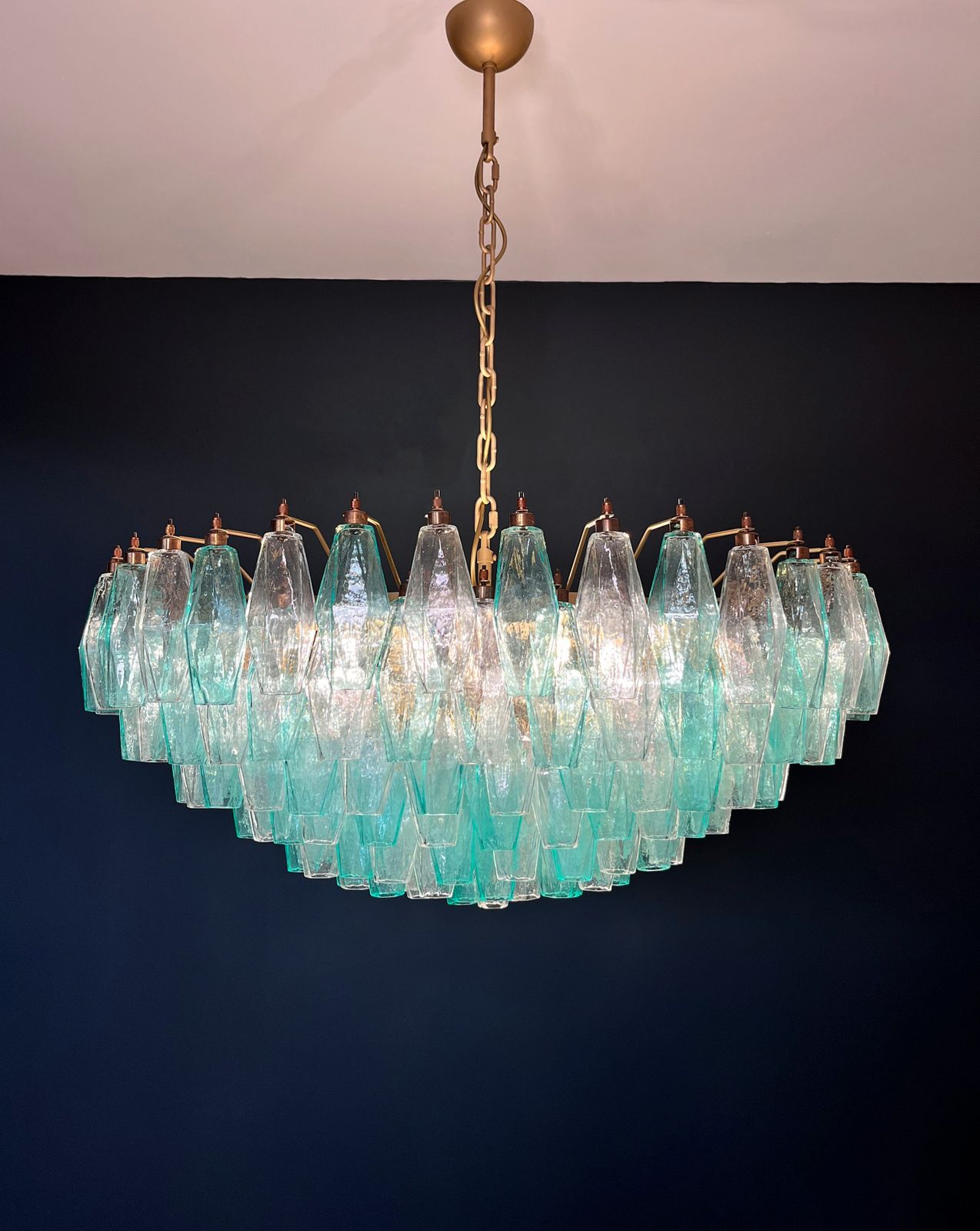 photo buy Turquoise & Clear Poliedri Murano Glass Chandelier