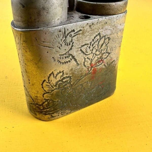 Antique Oriental Opium Pipe In Metal With Engraved Decoration photo buy