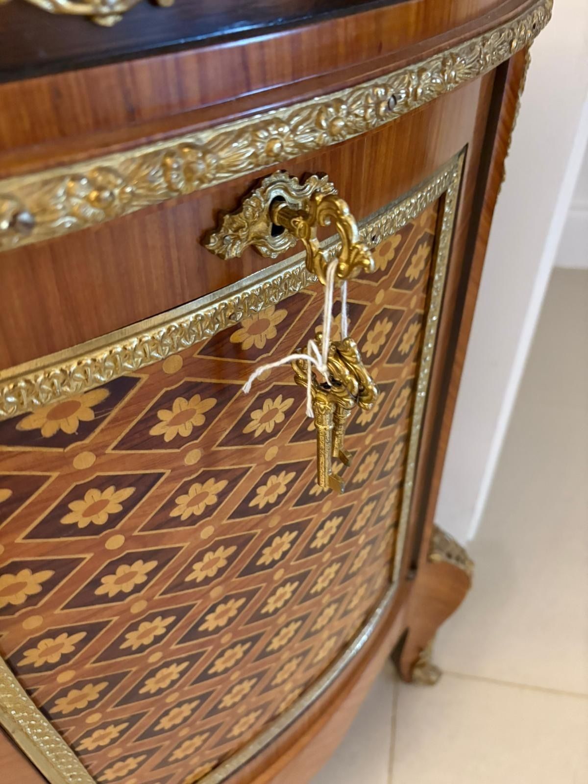 Fine Quality Antique French Kingwood Marquetry And Parquetry Inlaid Marble Top Sideboard photo buy