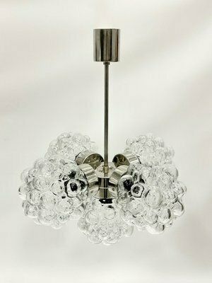 photo vinterior Mid Century 5 Arm Raspberry Chandelier From Kamenický šenov, 1960s