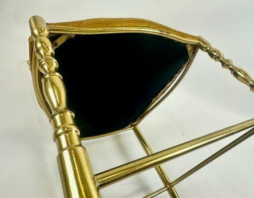 Furniture Mid Century Brass Chiavarine Chair Attributed To Giuseppe Gaetano Descalzi For Chiavari, 1960s photo