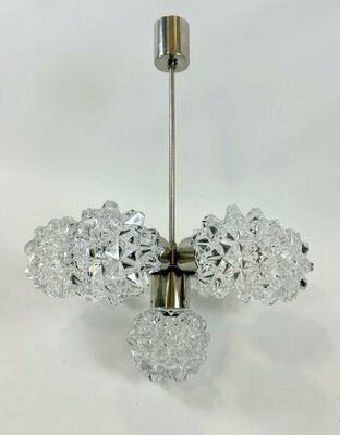 Mid Century 7 Arm Chandelier From Kamenický šenov, 1970s photo for sale