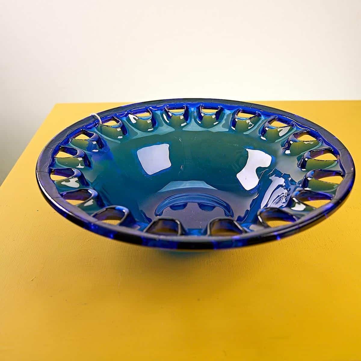 Vintage Cobalt Blue Glass Centerpiece