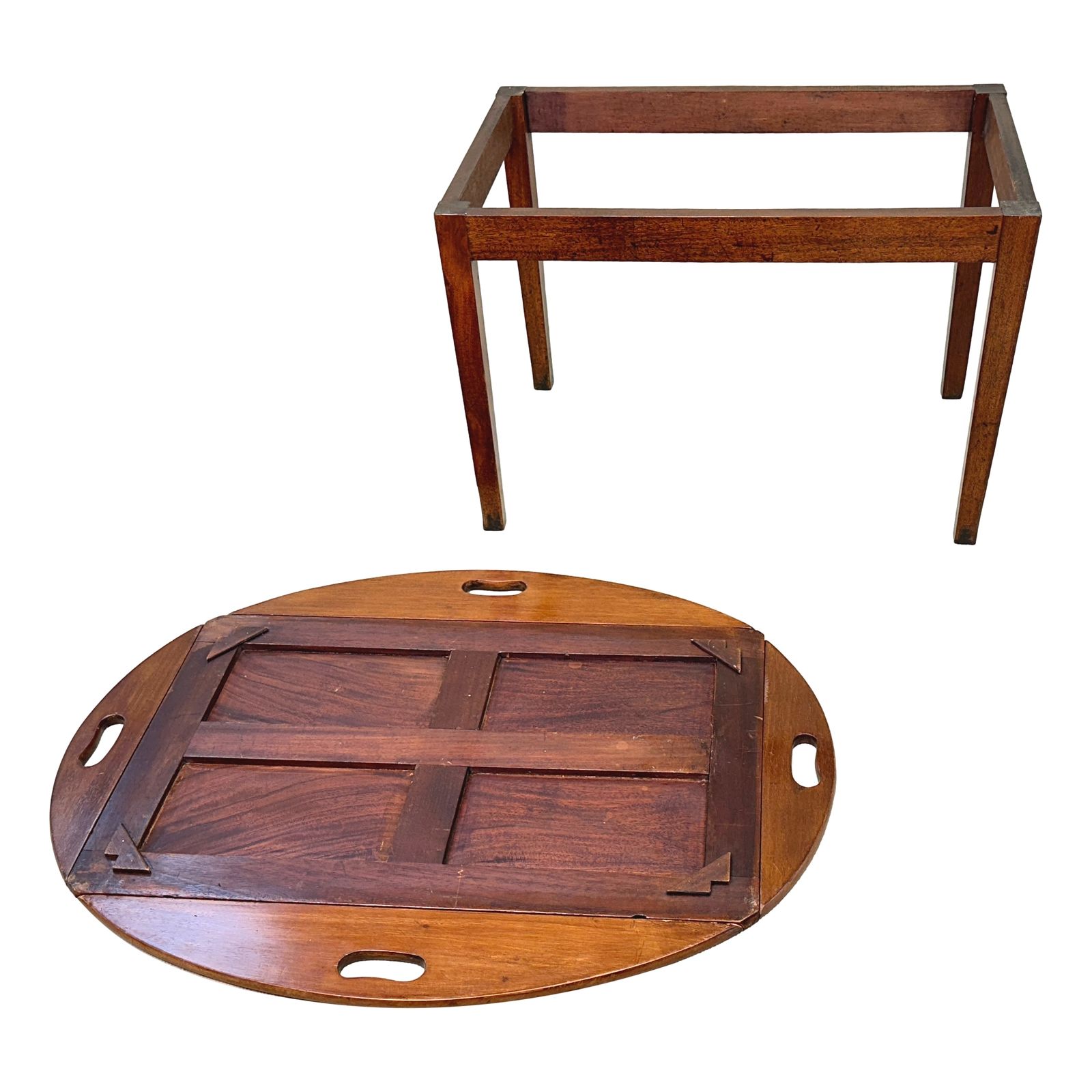 Mahogany Georgian Oval Butlers Tray On Stand photo vintage