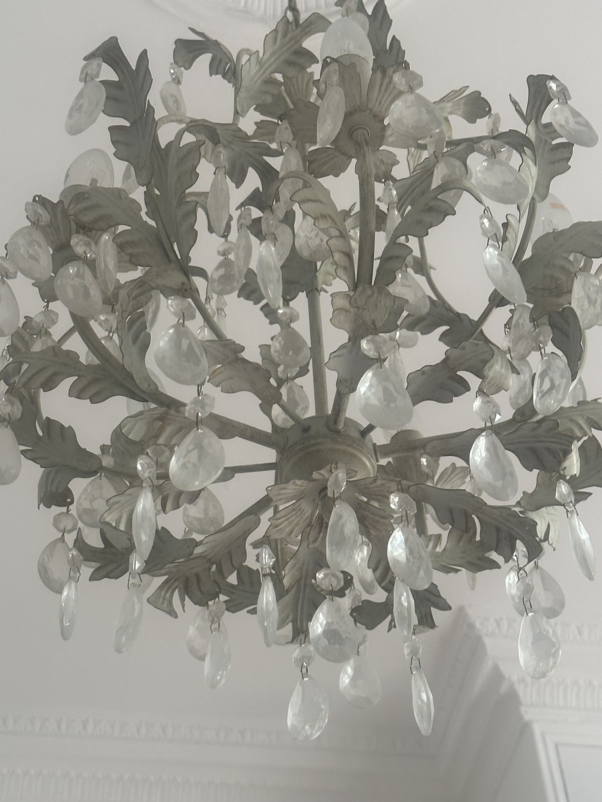 Charming French Floral Crystal Chandelier photo furniture