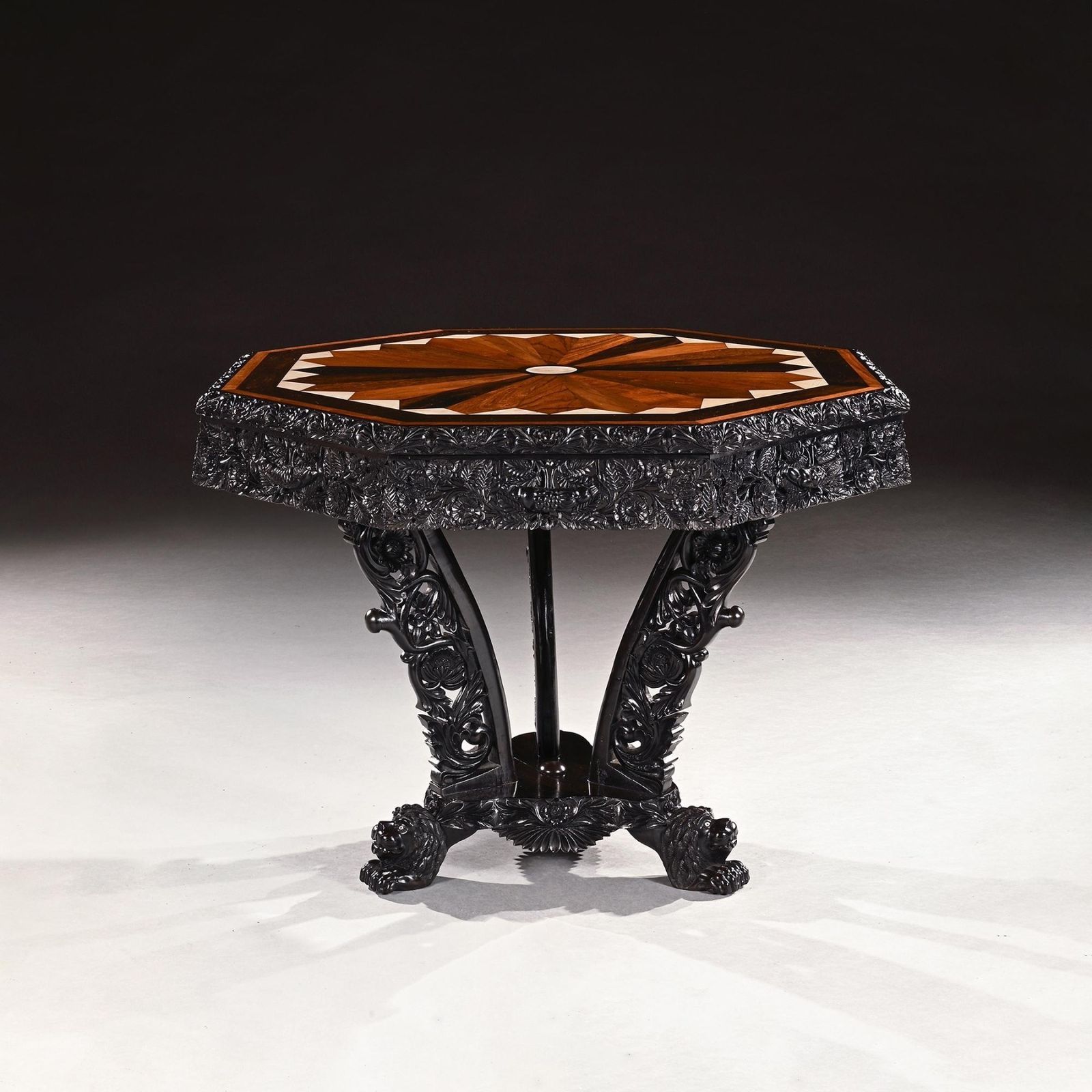 Ceylonese 19th Century Ebony And Specimen Wood Centre Table Galle District photo furniture