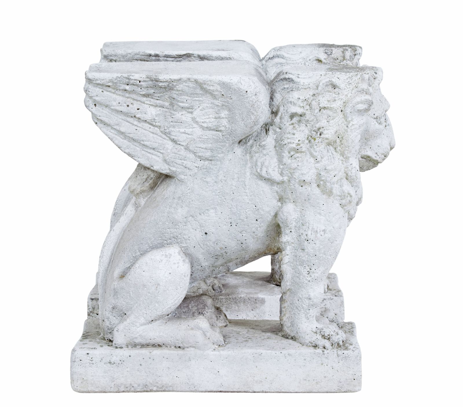 Pair Of Early 20th Century Stone Garden Lion Pedestals photo vinterior