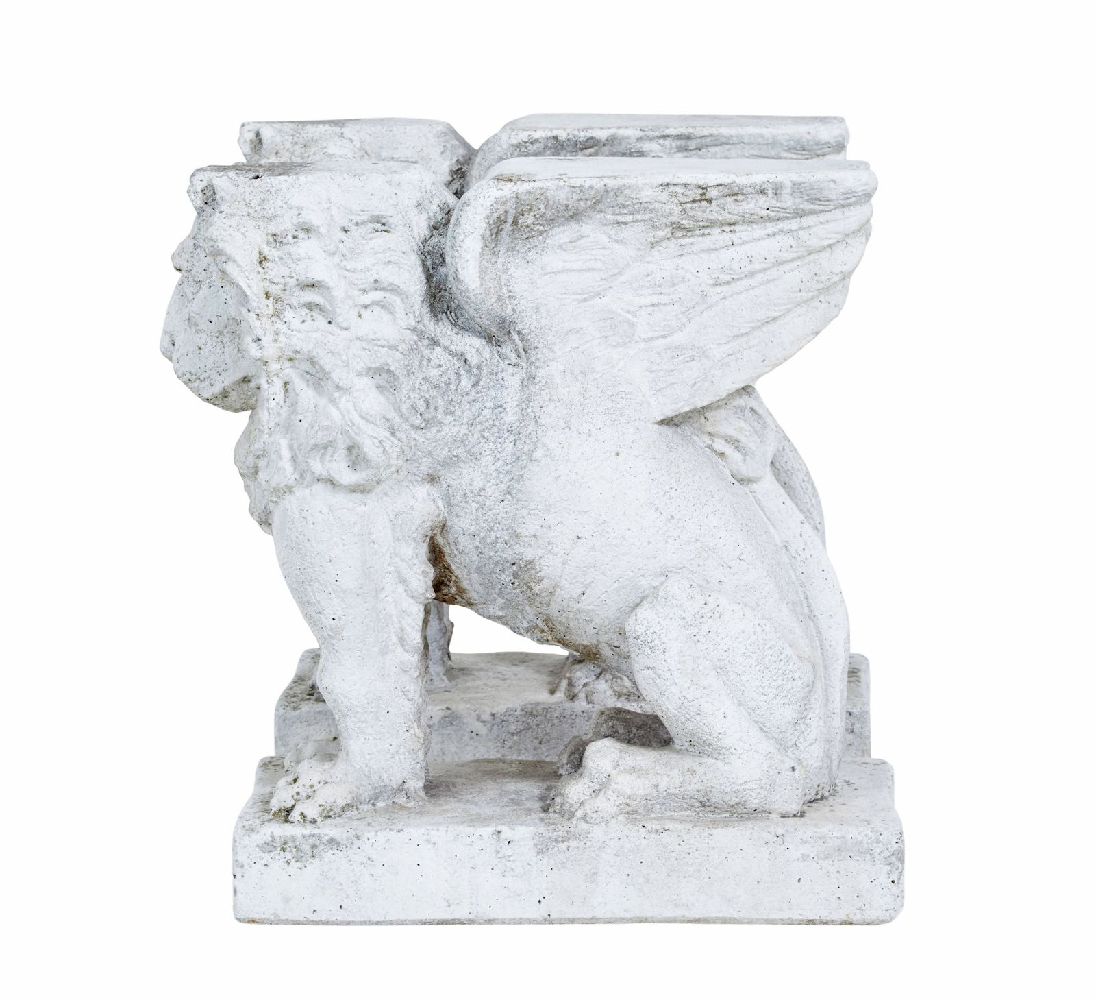 Pair Of Early 20th Century Stone Garden Lion Pedestals photo buy