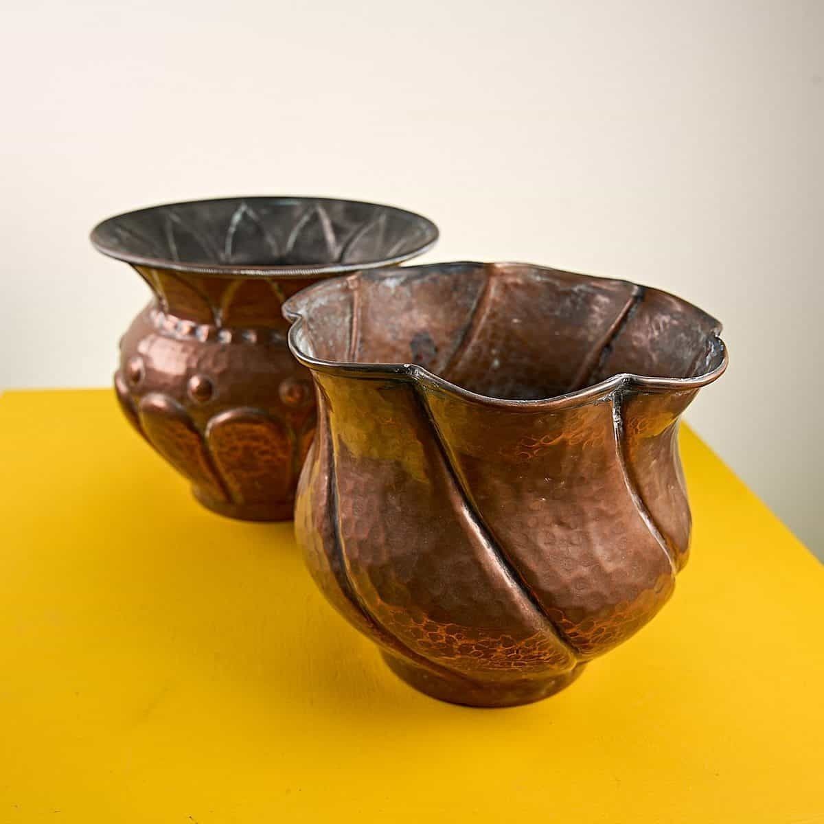 Pair Of Vintage Copper Plant Pots