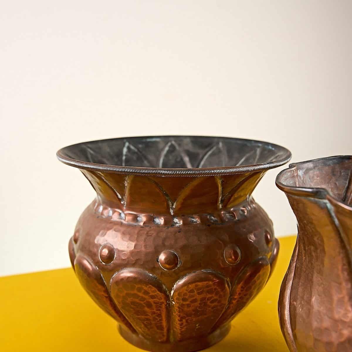 Pair Of Vintage Copper Plant Pots photo for sale