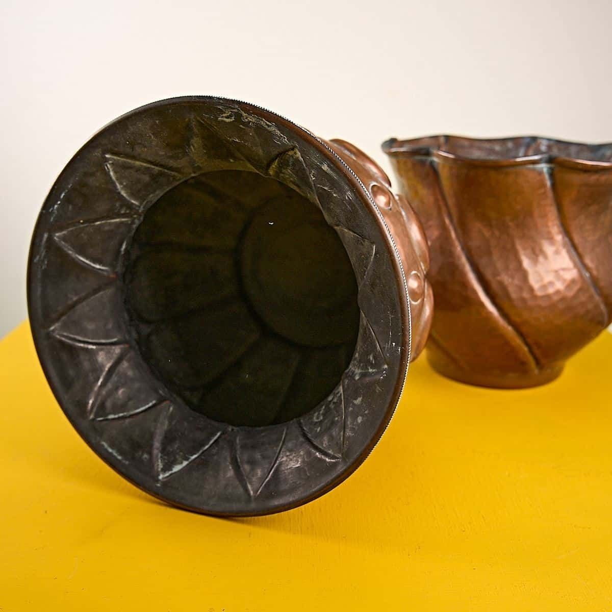 Pair Of Vintage Copper Plant Pots photo vinterior