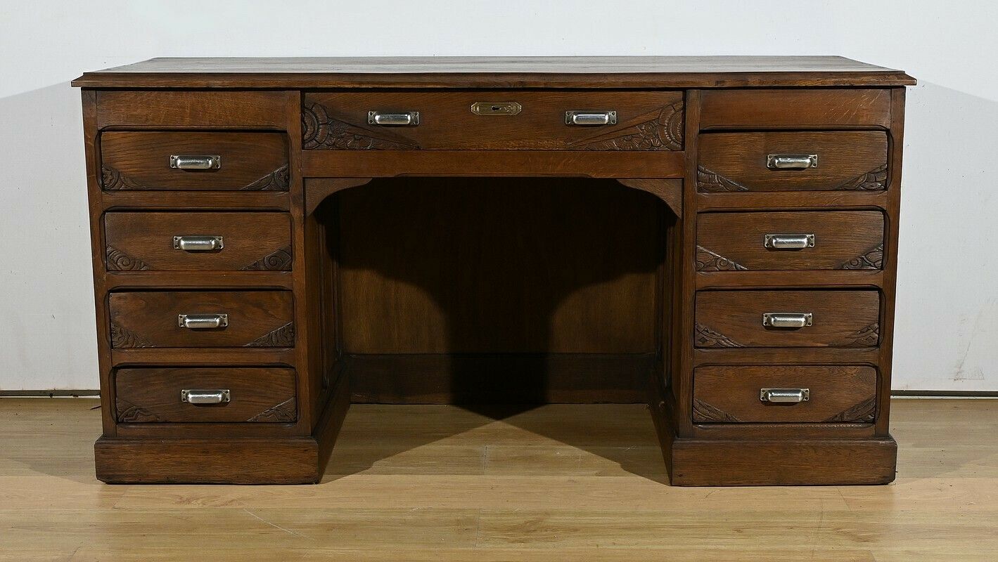 Oak Pedestal Desk, Art Deco – 1940 photo vinterior