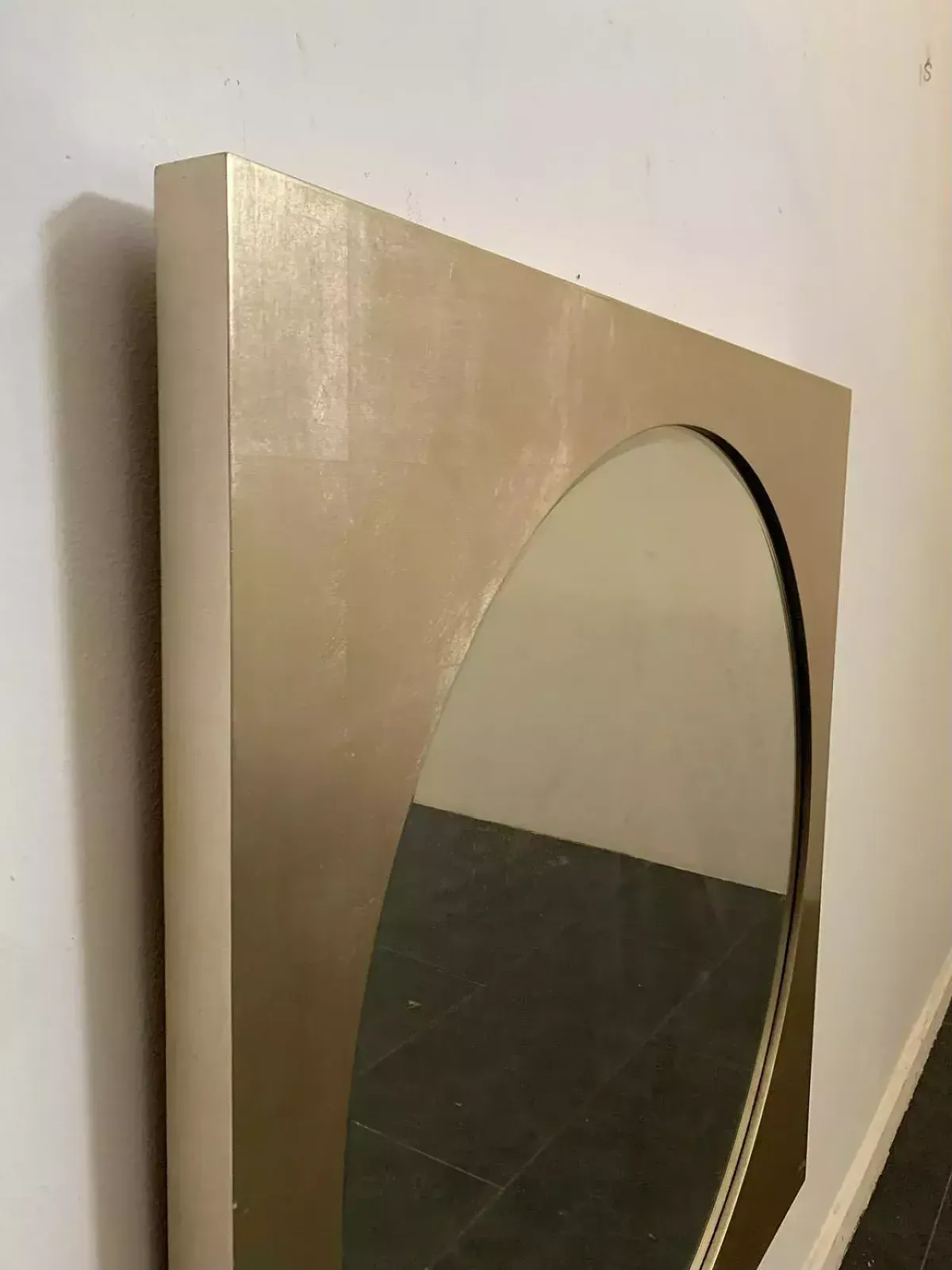 Large Space Age Mirror In Silver Leaf Finished Wood, 70s photo vinterior