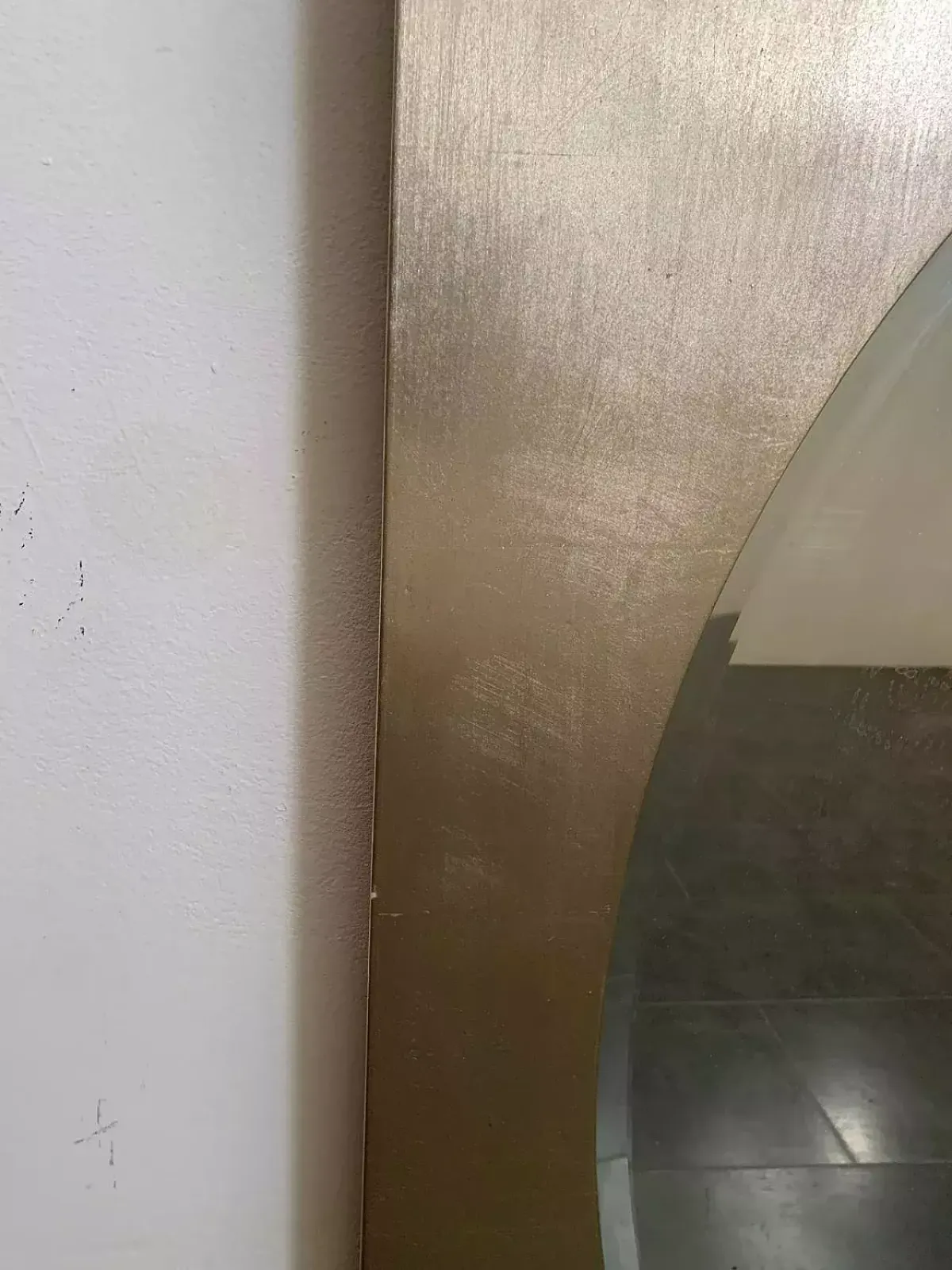 photo furniture Large Space Age Mirror In Silver Leaf Finished Wood, 70s