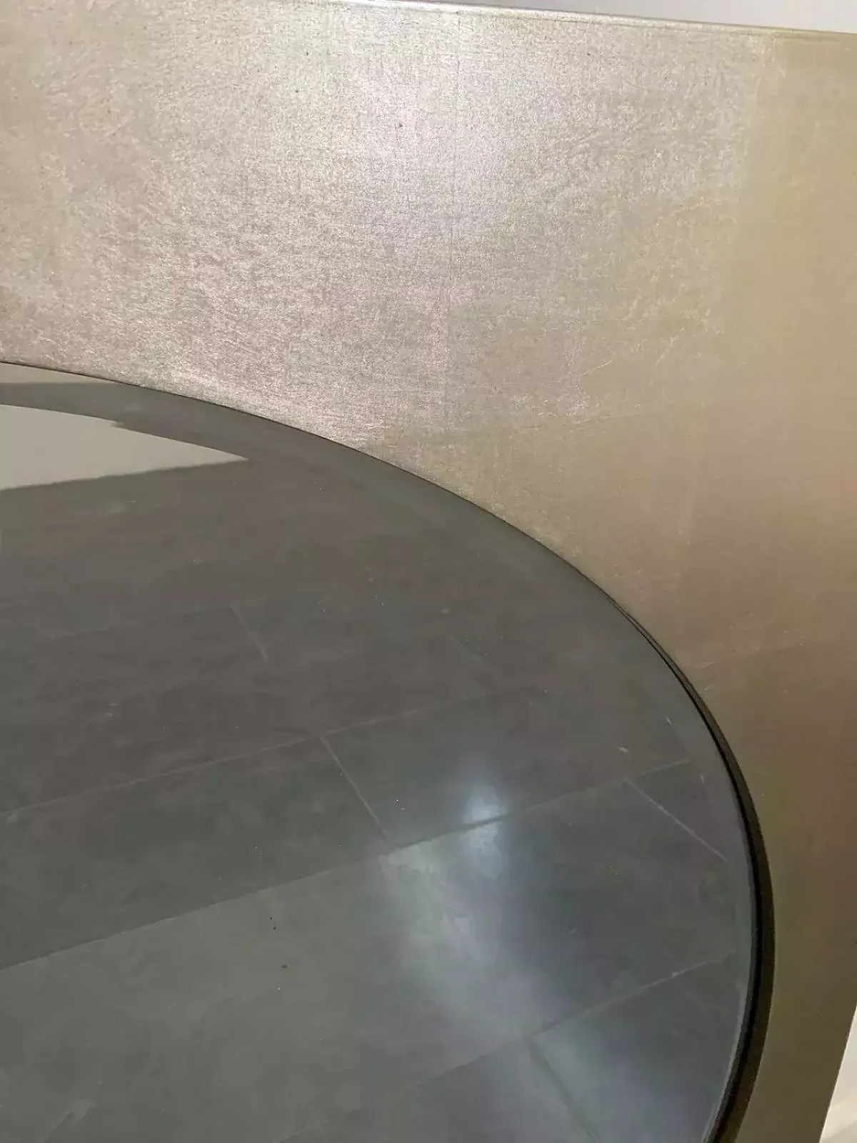 photo for sale Large Space Age Mirror In Silver Leaf Finished Wood, 70s