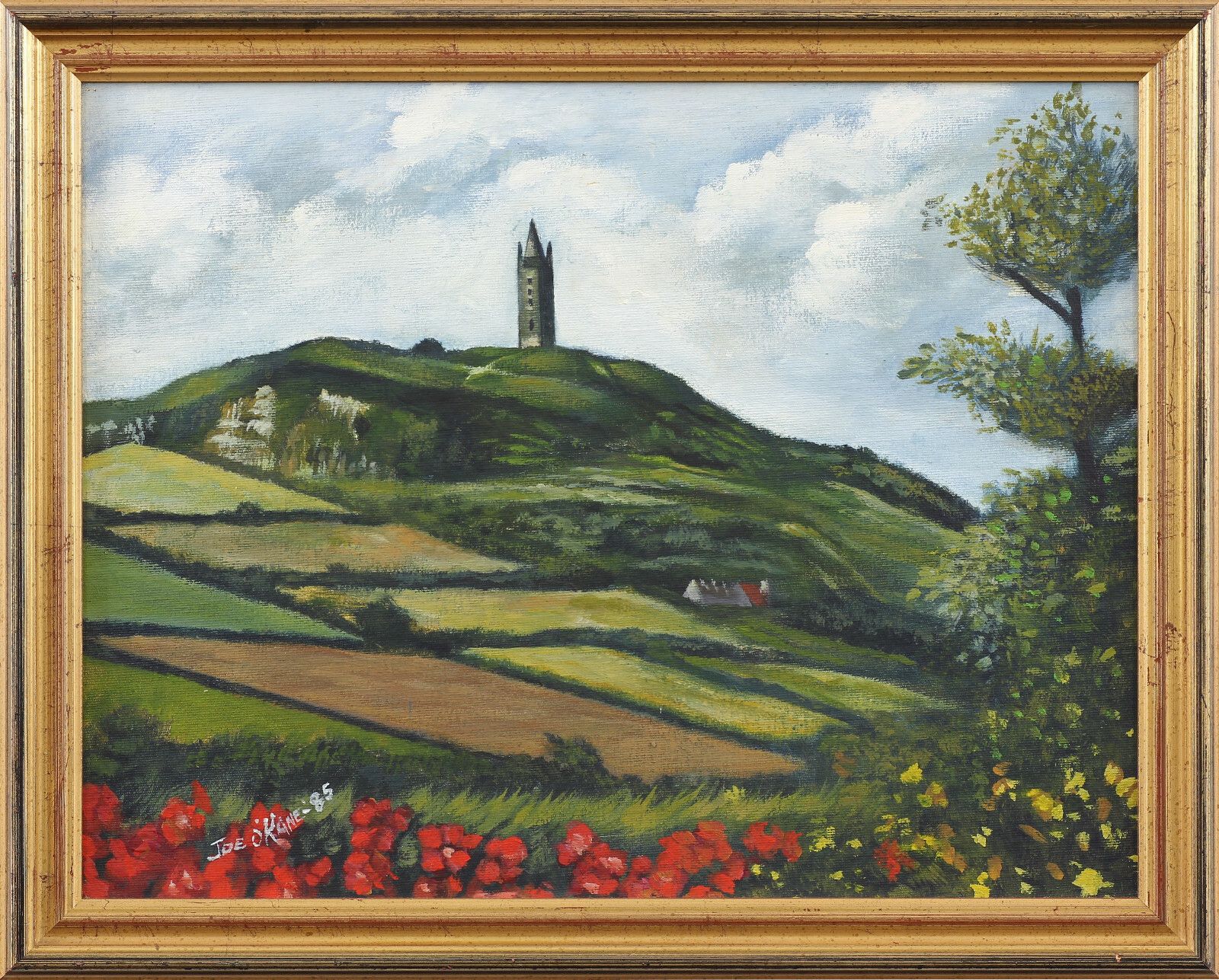 Oil On Canvas Board By Joe O'kane.  Subject Is Scrabo Hill. photo Art