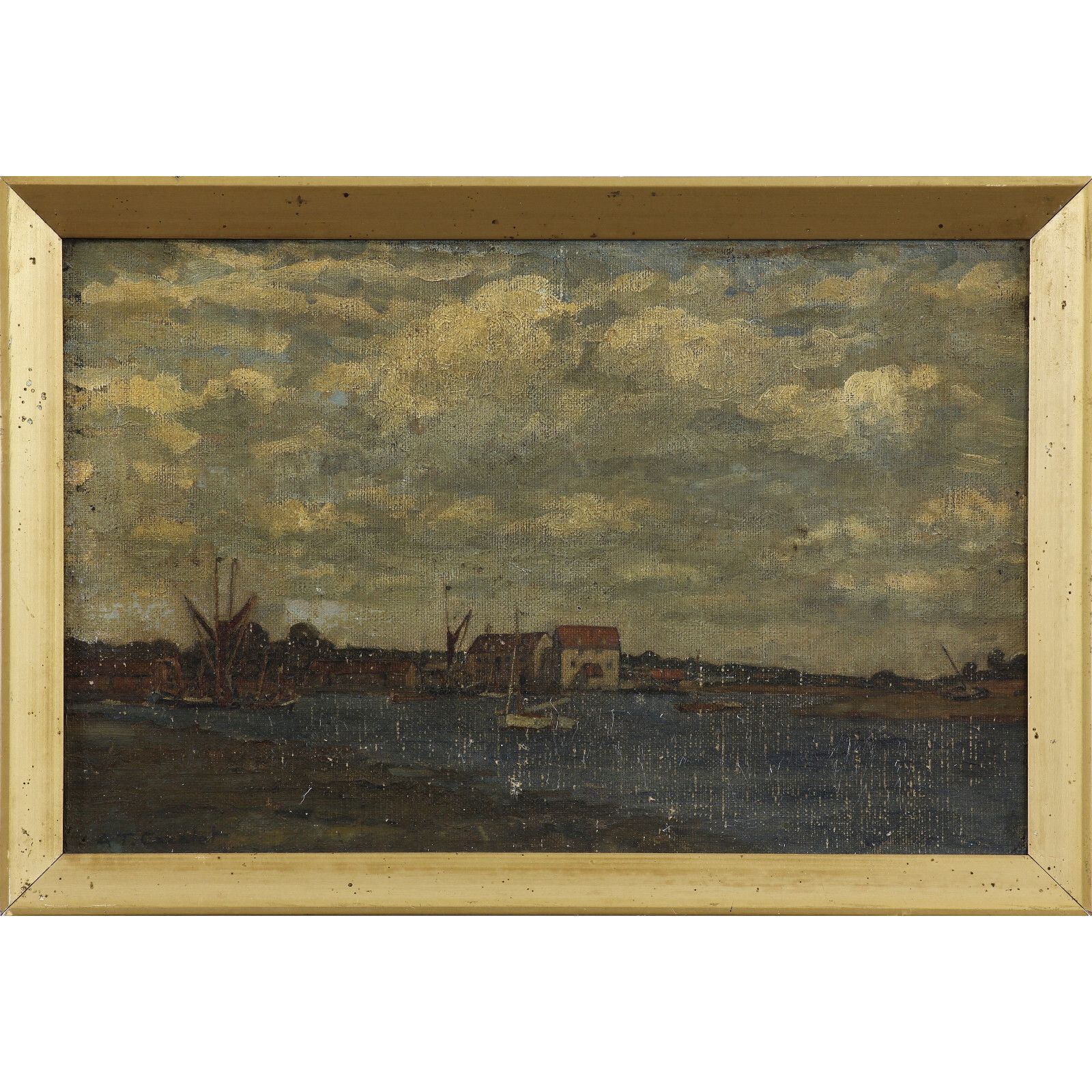 Oil On Canvas Board By Agnes Travers Cazalet.  Subject Is Pin Mill Suffolk.
