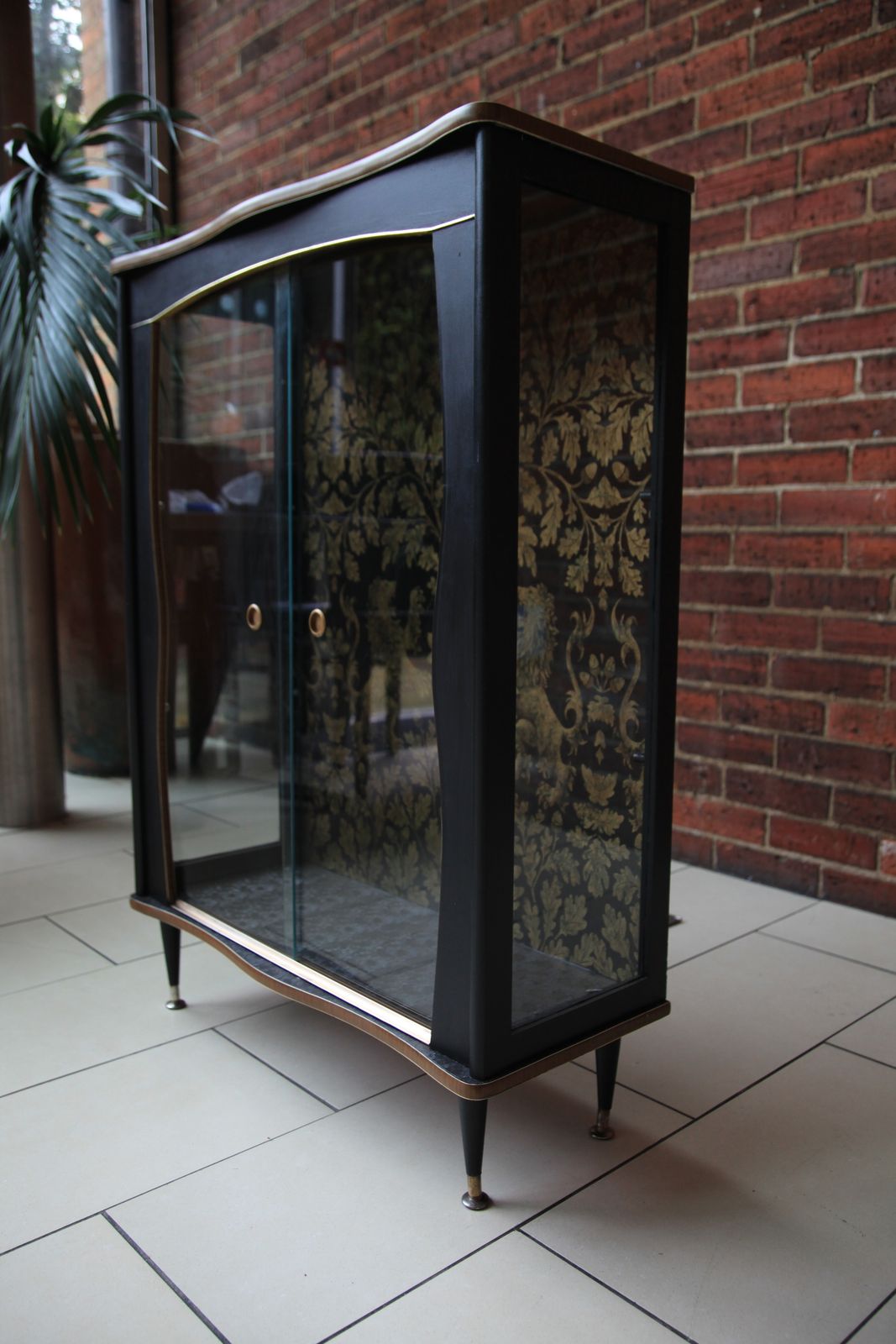Glass 1930's Cabinet Refurbished With Cole And Son Paper photo furniture