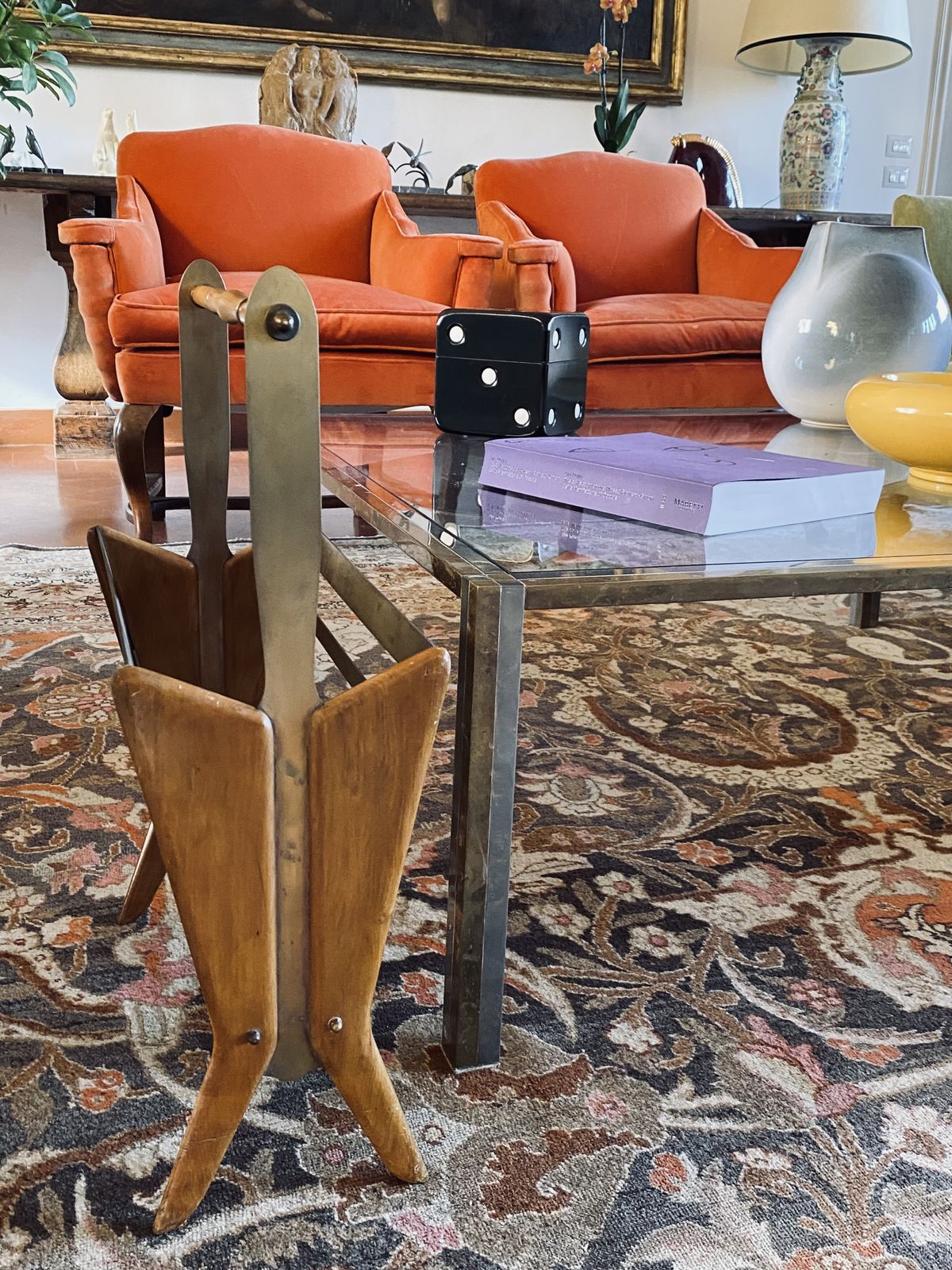 Mid Century Modern Brass Magazine Rack, Ico E Luisa Parisi  Italy 1950 photo vinterior