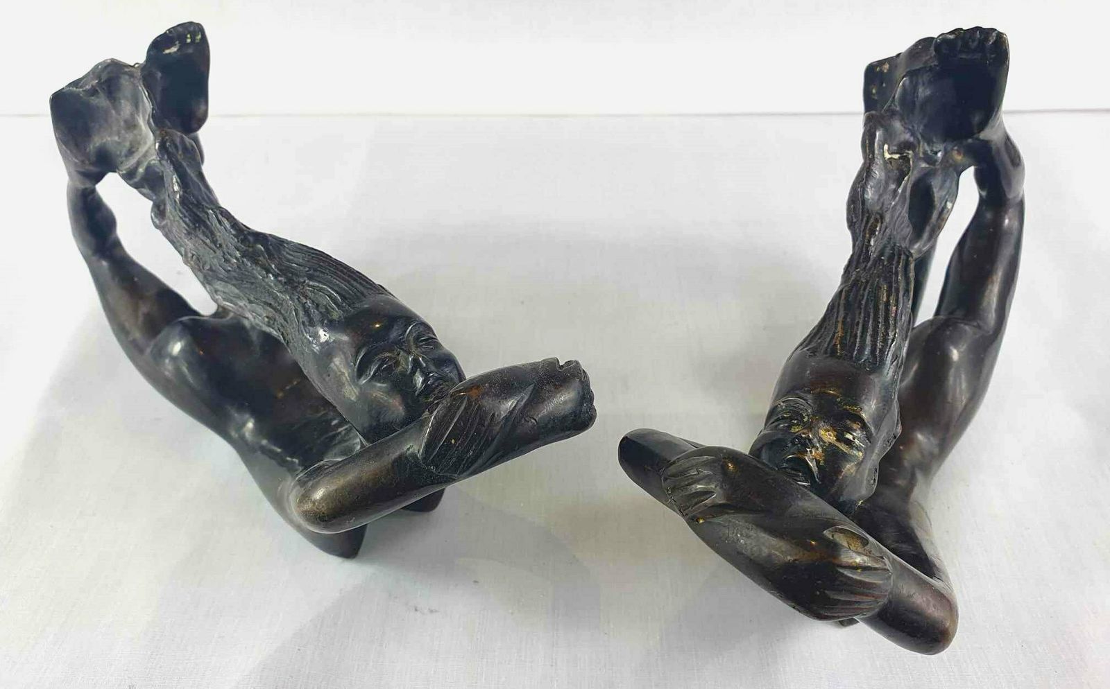 Art Deco Pair Of Bronze Nude Ladies photo vinterior